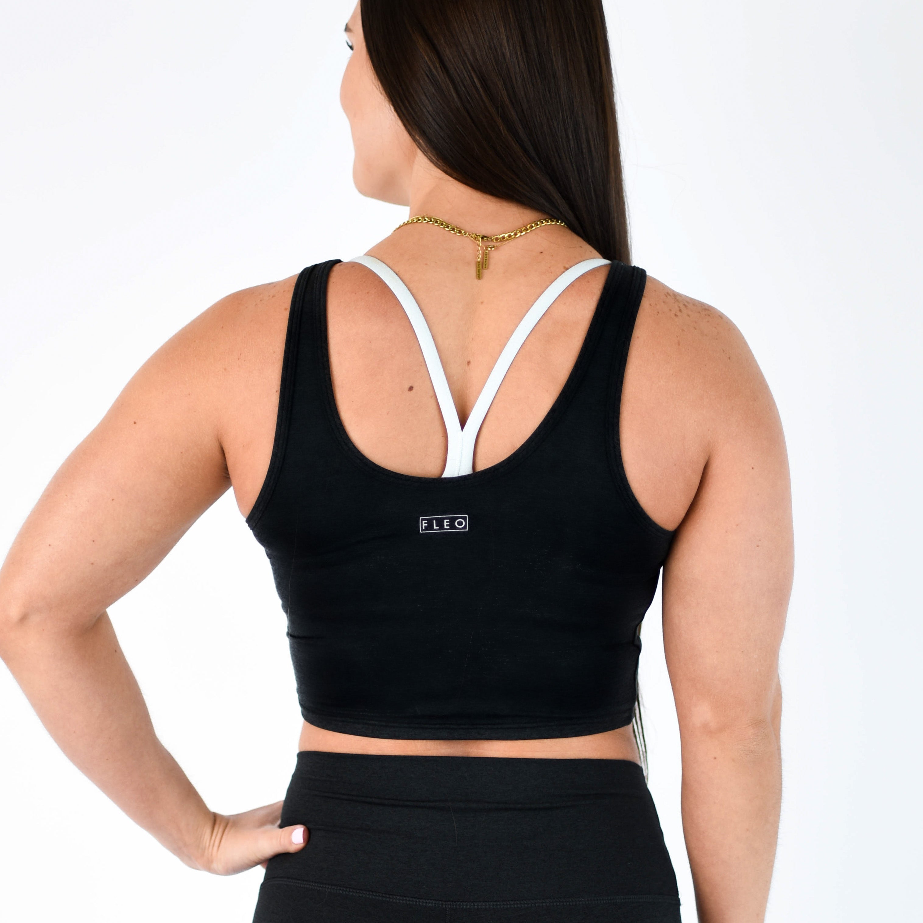 Low Back Crop Tank - Black Breeze