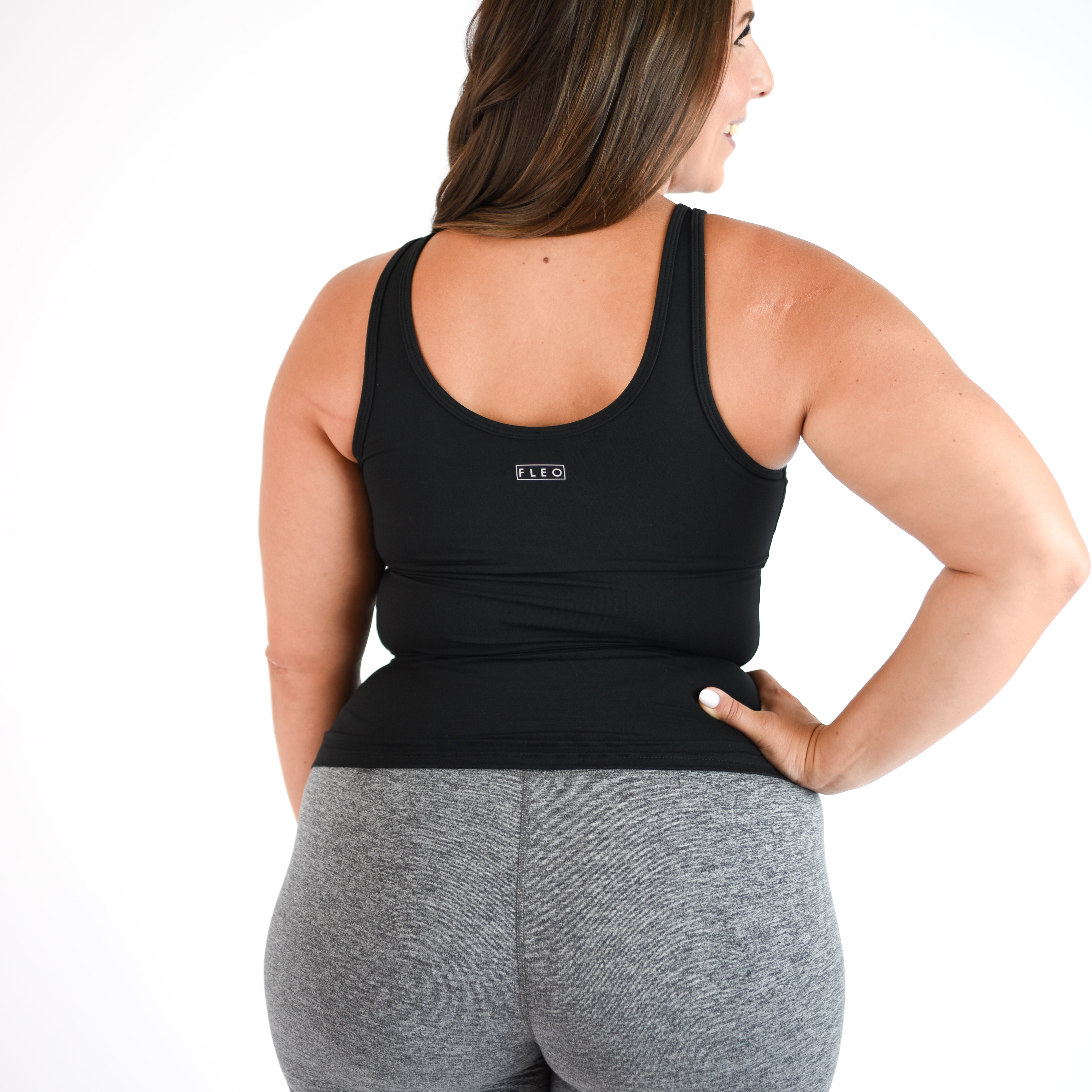 Low Back Crop Tank - Black Breeze