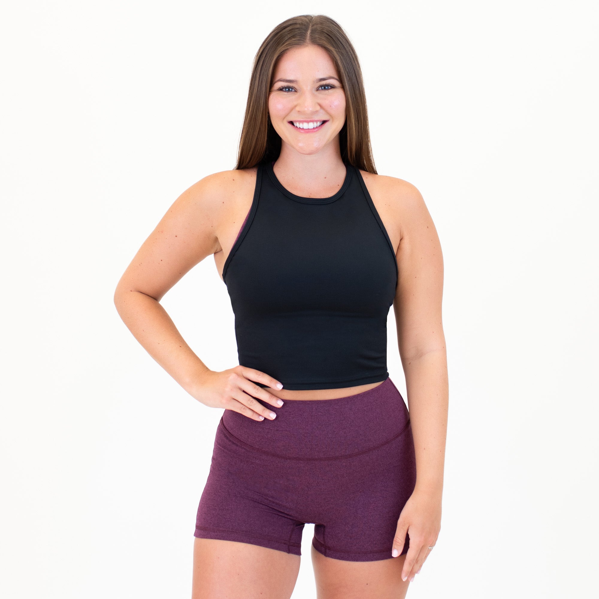 High Neck Racerback Crop Tank - Fitted