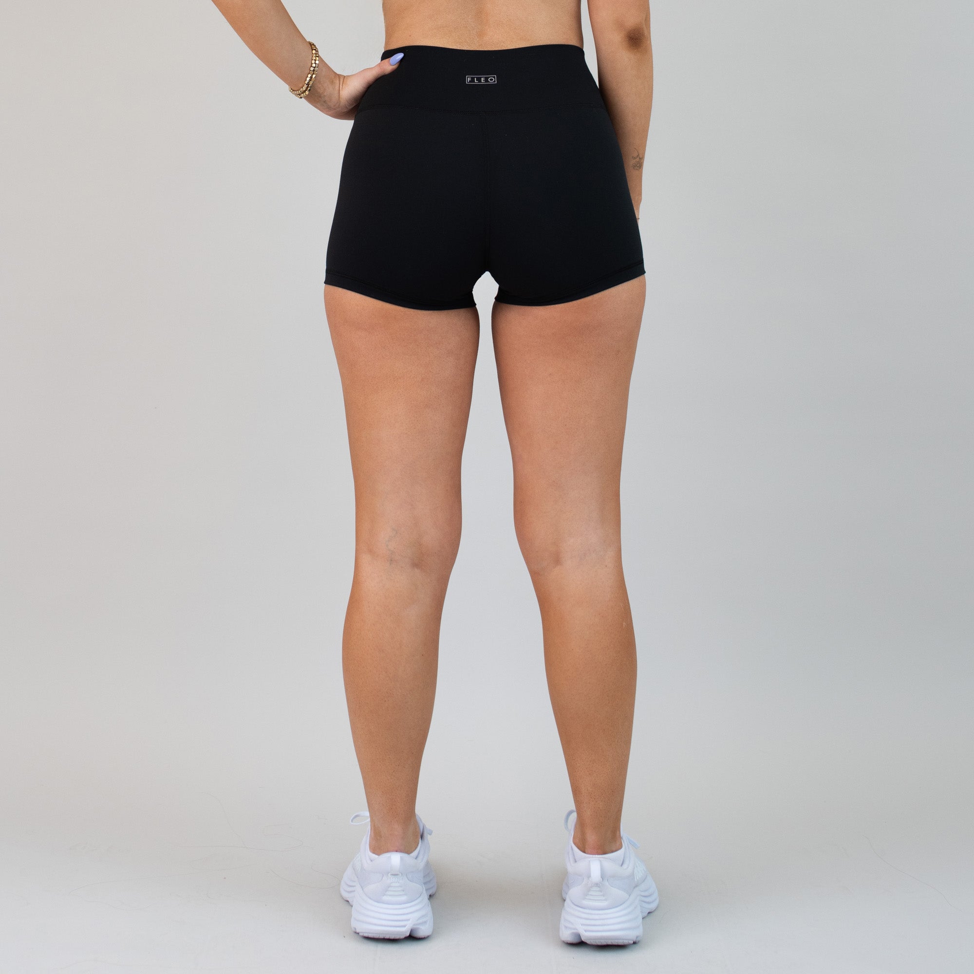 Black No Front Seam High Rise Spandex Shorts