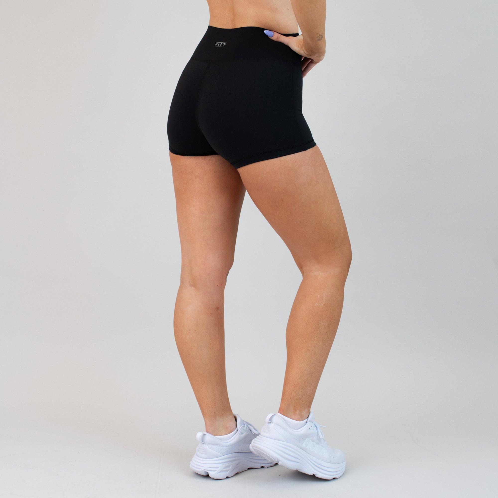 Black No Front Seam High Rise Spandex Shorts