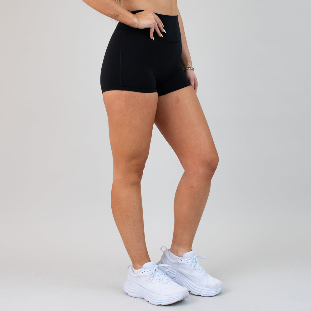 Black No Front Seam High Rise Spandex Shorts