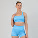 Blue Gingham Scoop Neck Sports Bra - Isla