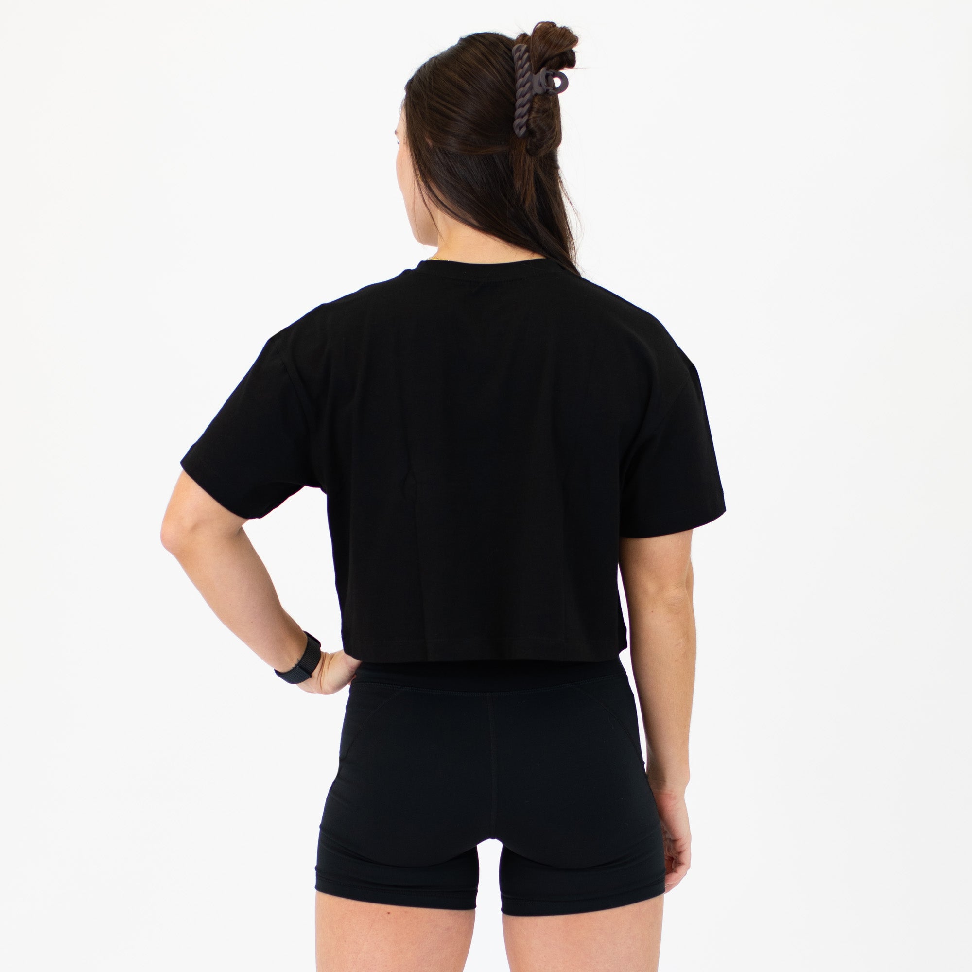 Black Boost Crop Tee | Reflective Logo