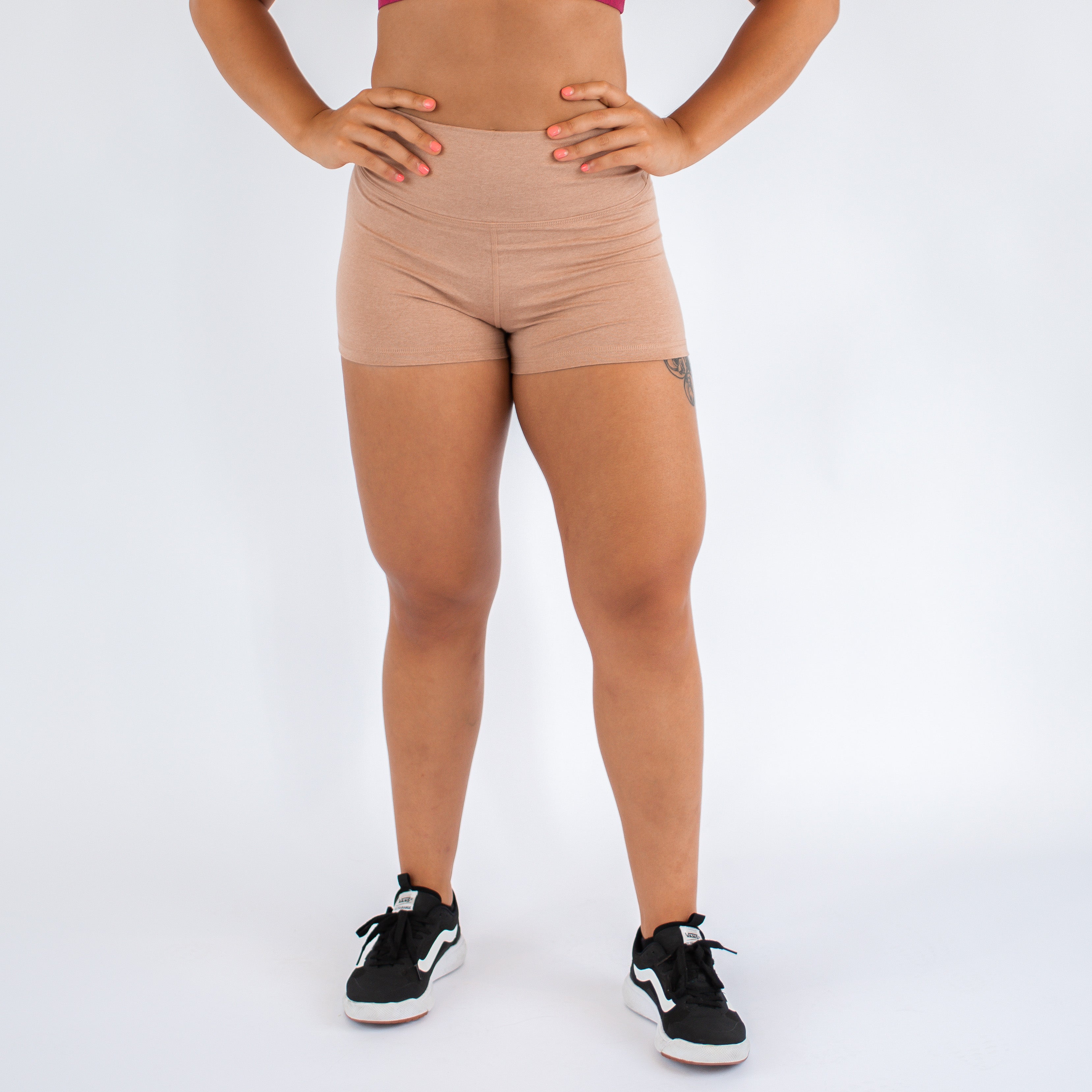 Cafe Au Lait High Rise Booty Gym Shorts