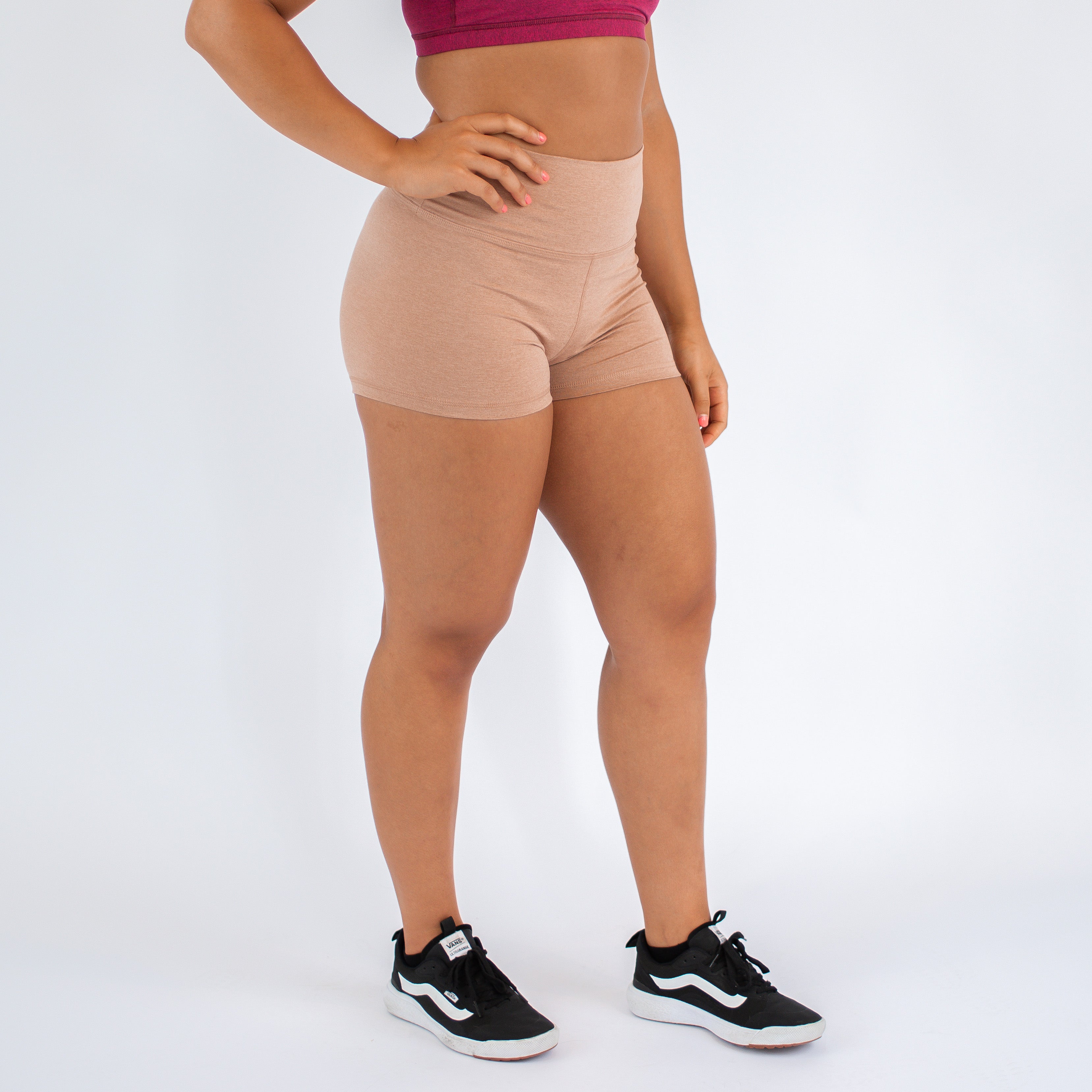 Cafe Au Lait High Rise Booty Gym Shorts