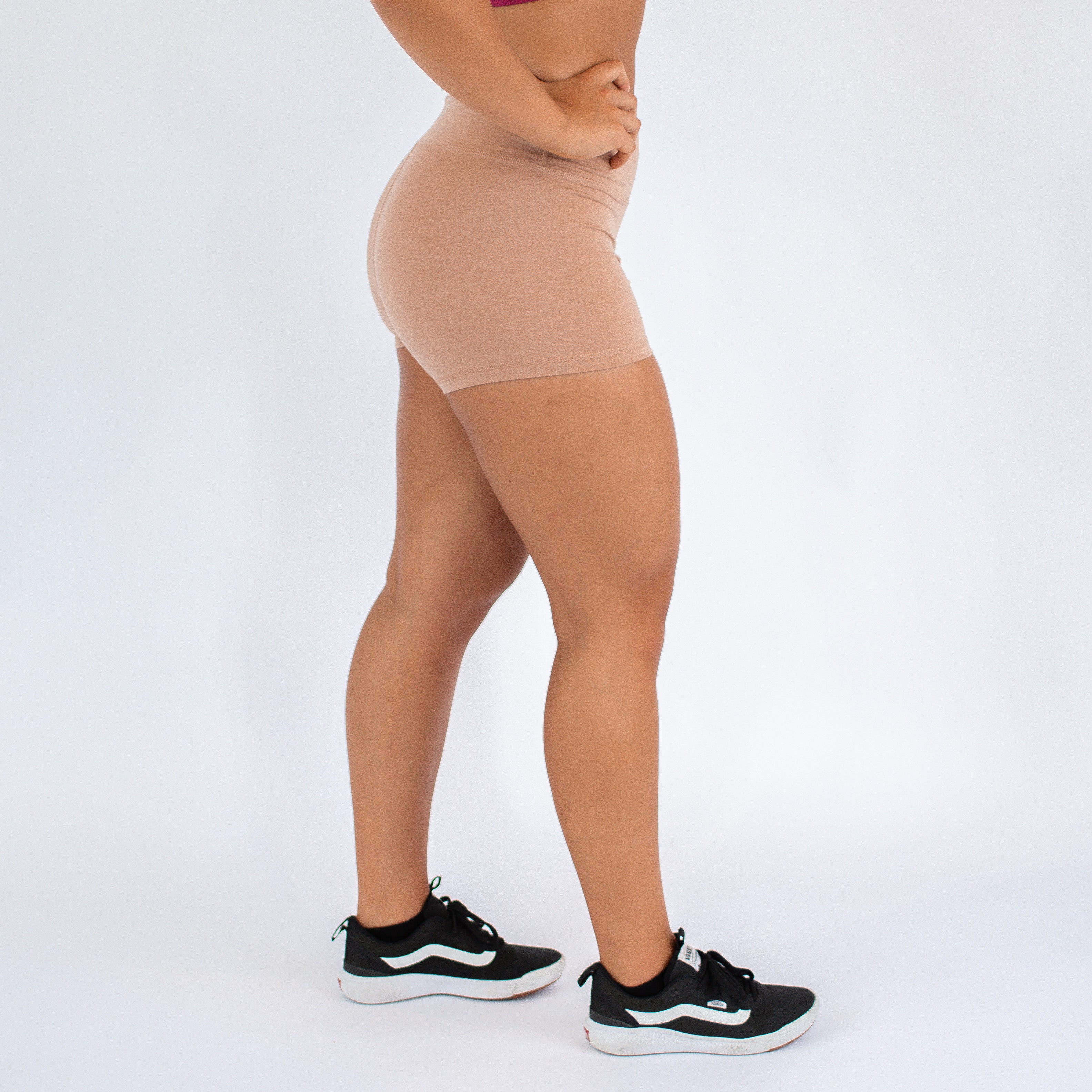 Cafe Au Lait High Rise Booty Gym Shorts