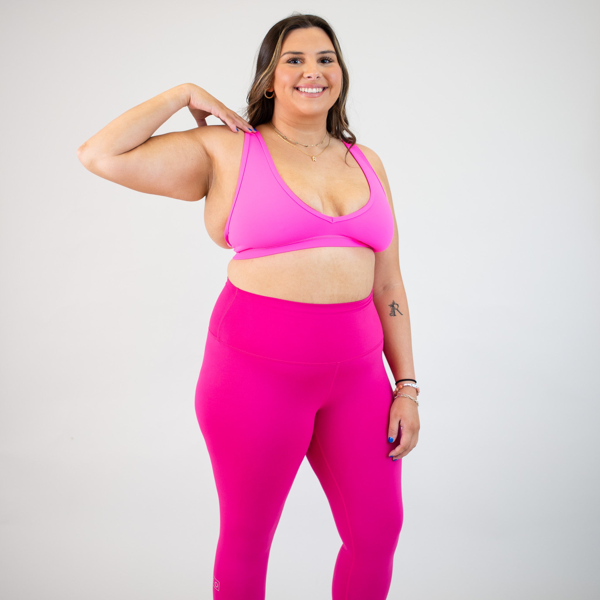 Neon Pink V Back Sports Bra - VaVaVoom 