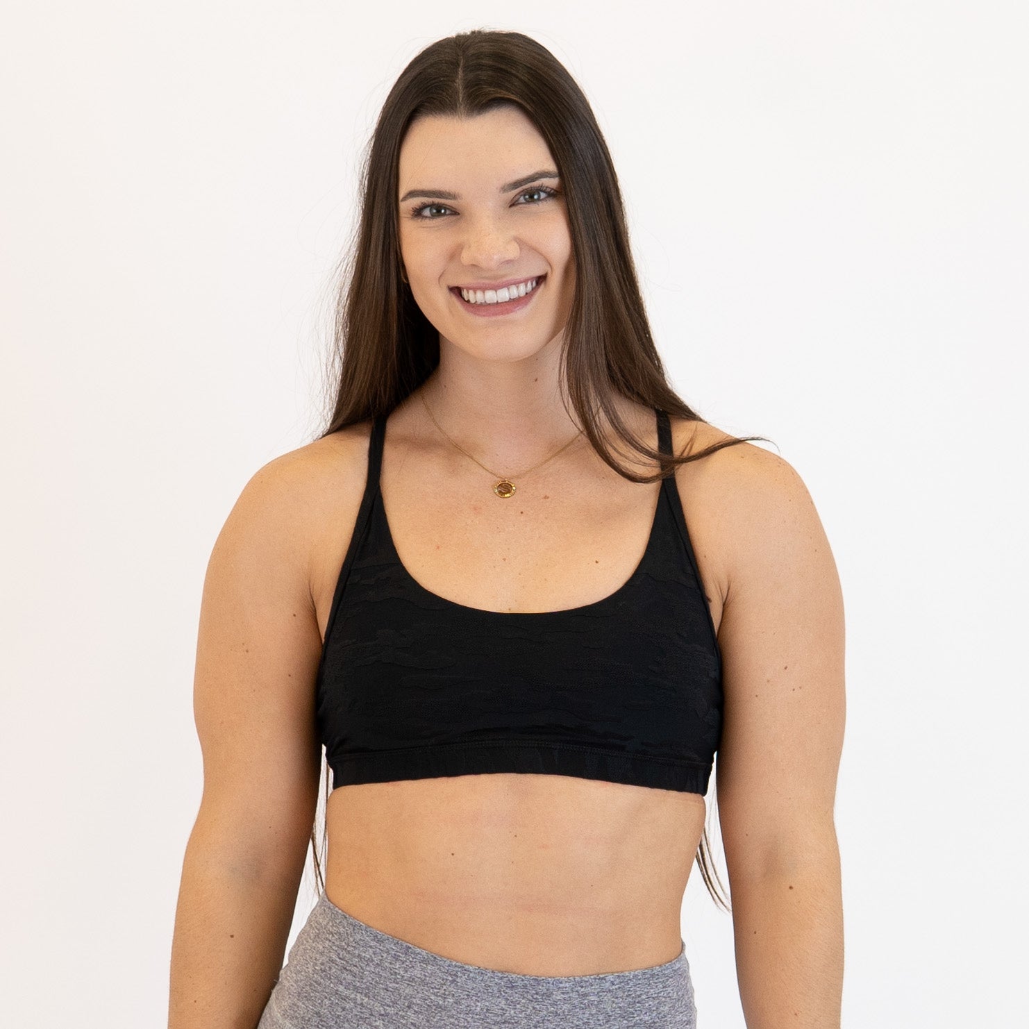 Black Pointelle Racerback Sports Bra - Cami