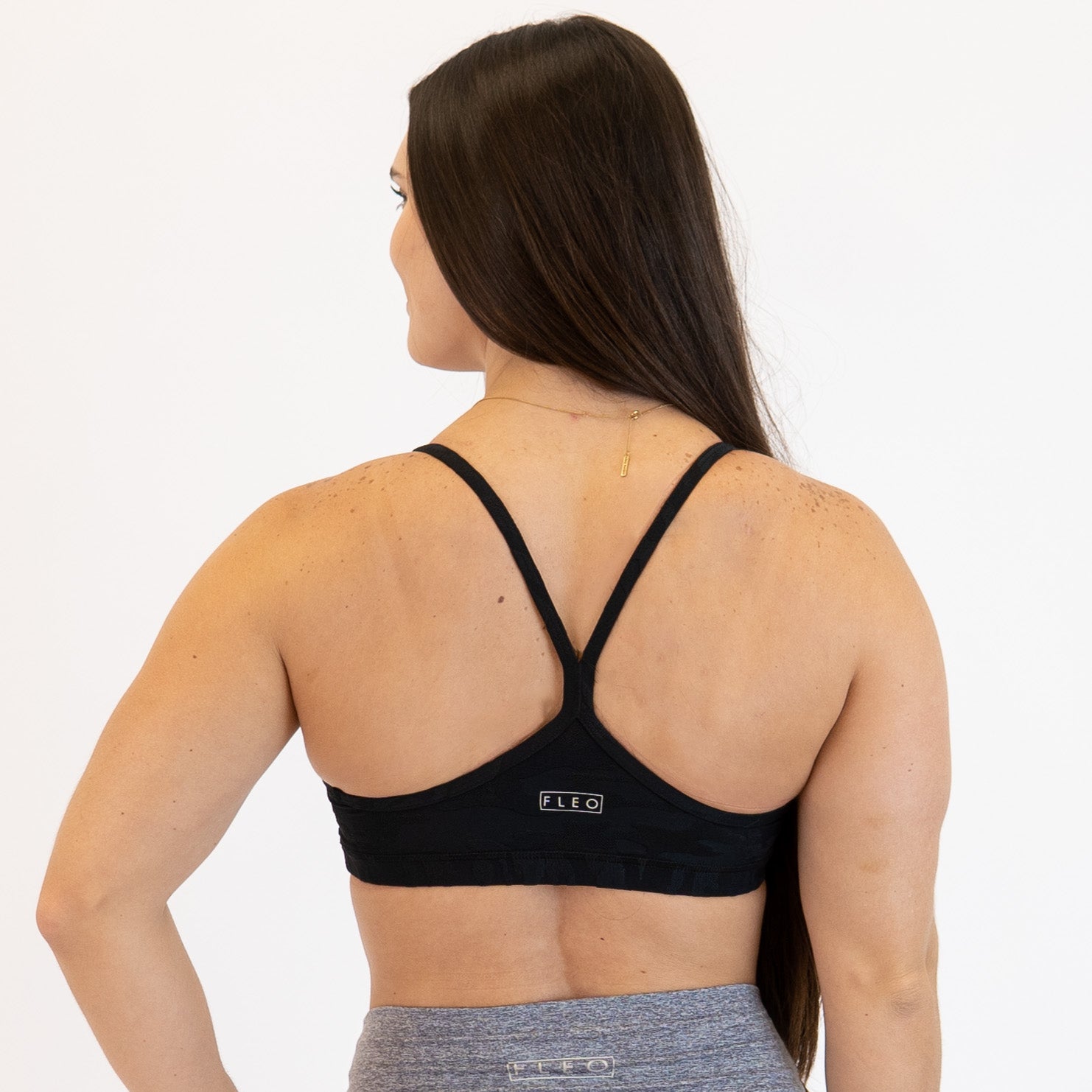 Black Pointelle Racerback Sports Bra - Cami