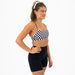 X Back Sports Bra - Chloe in Black & White Check