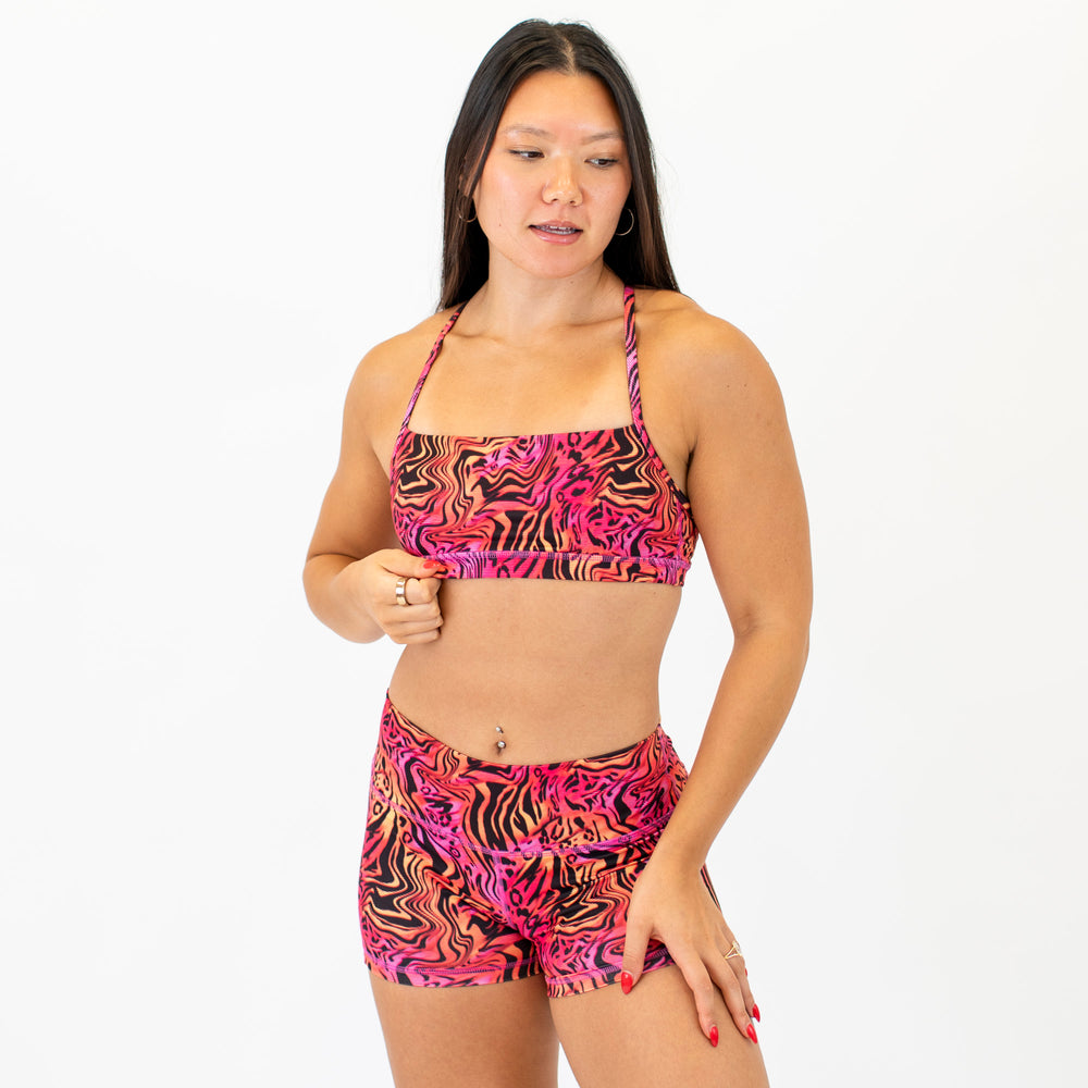 X Back Sports Bra - Chloe in Blush Blaze