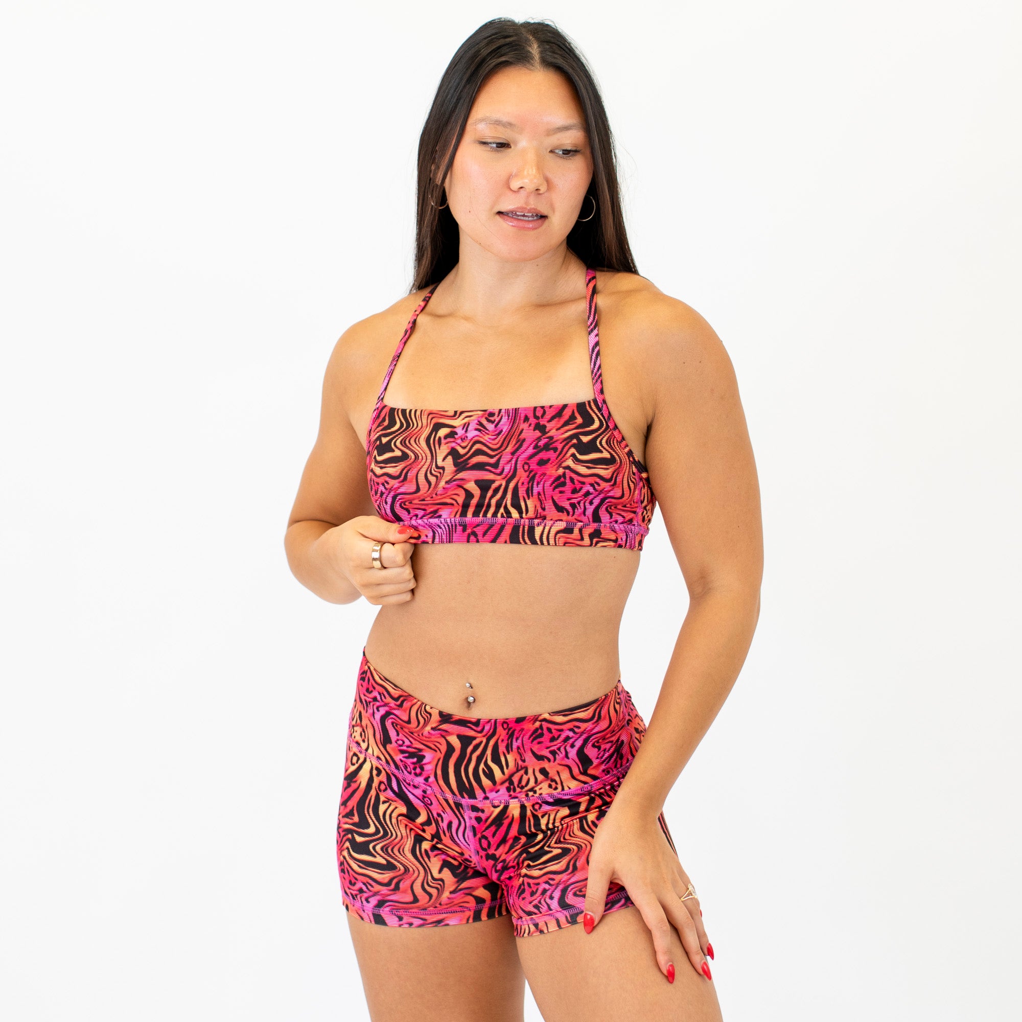 X Back Sports Bra - Chloe in Blush Blaze