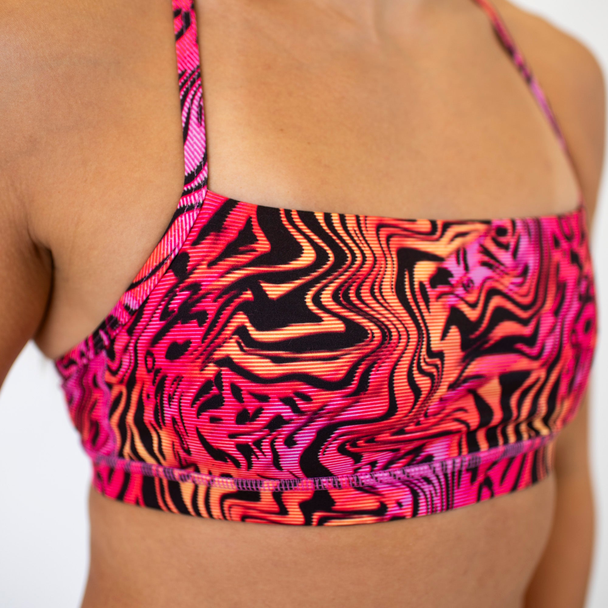 X Back Sports Bra - Chloe in Blush Blaze