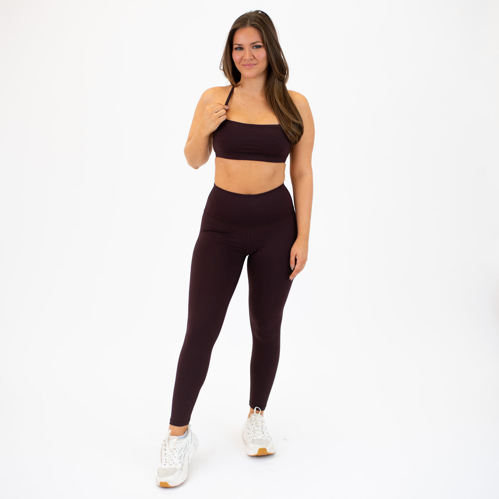 X Back Sports Bra - Chloe in Chocolate Plum