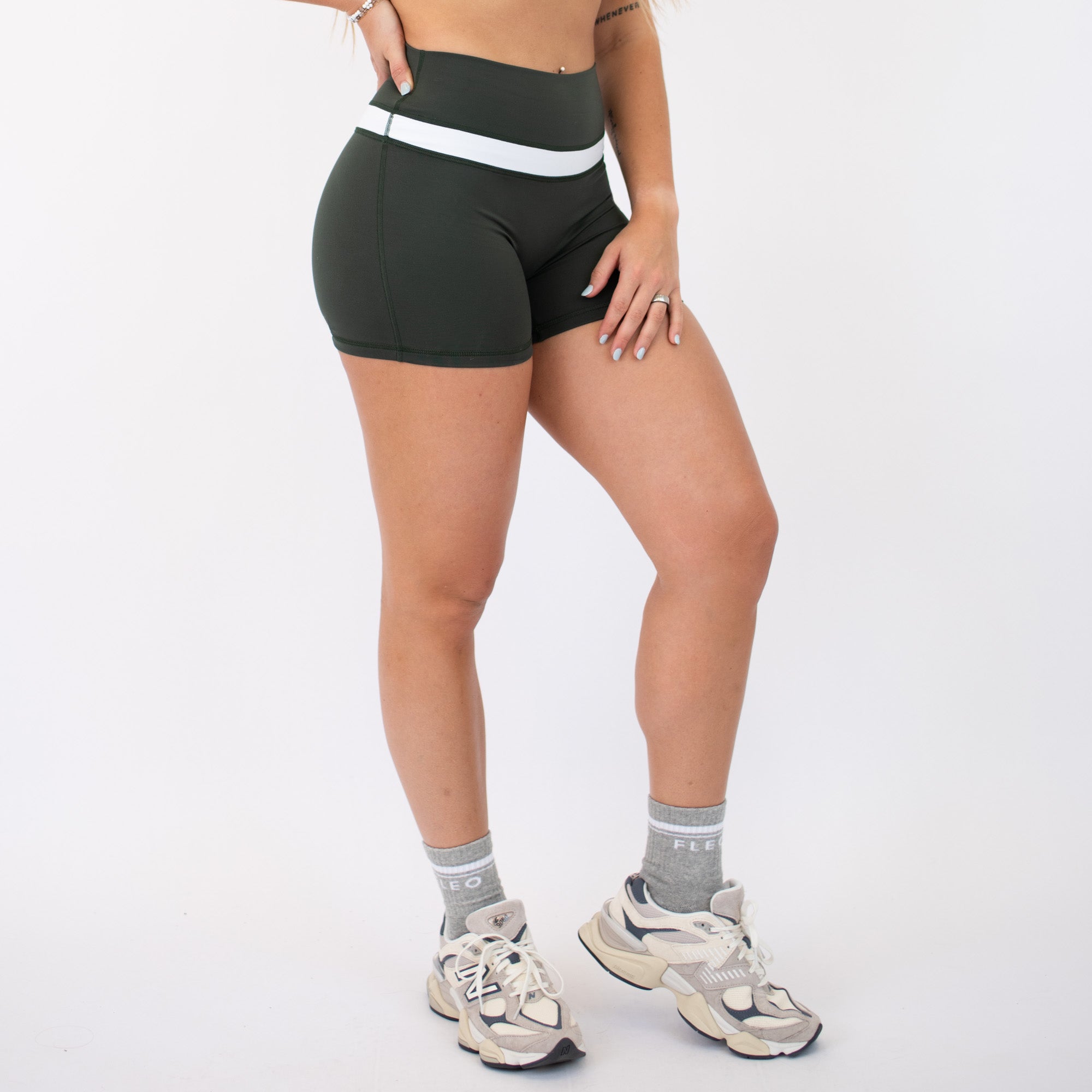 Deep Forest/White Double Take Spandex Shorts
