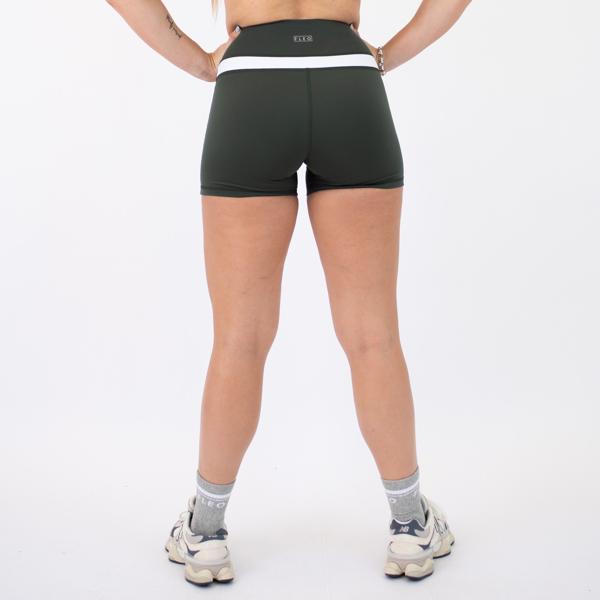 Deep Forest/White Double Take Spandex Shorts