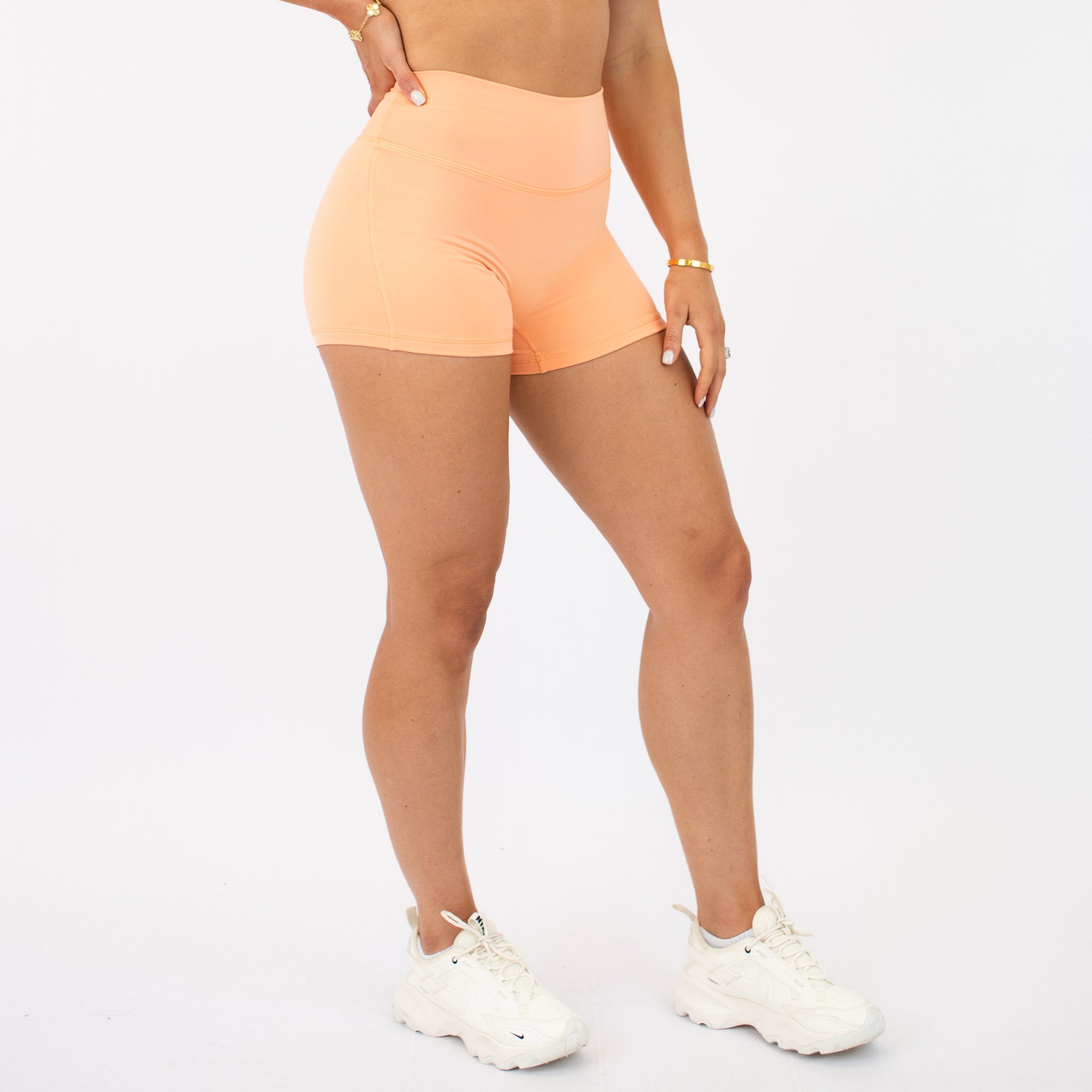 Orange Cream No Front Seam High Rise Spandex Shorts