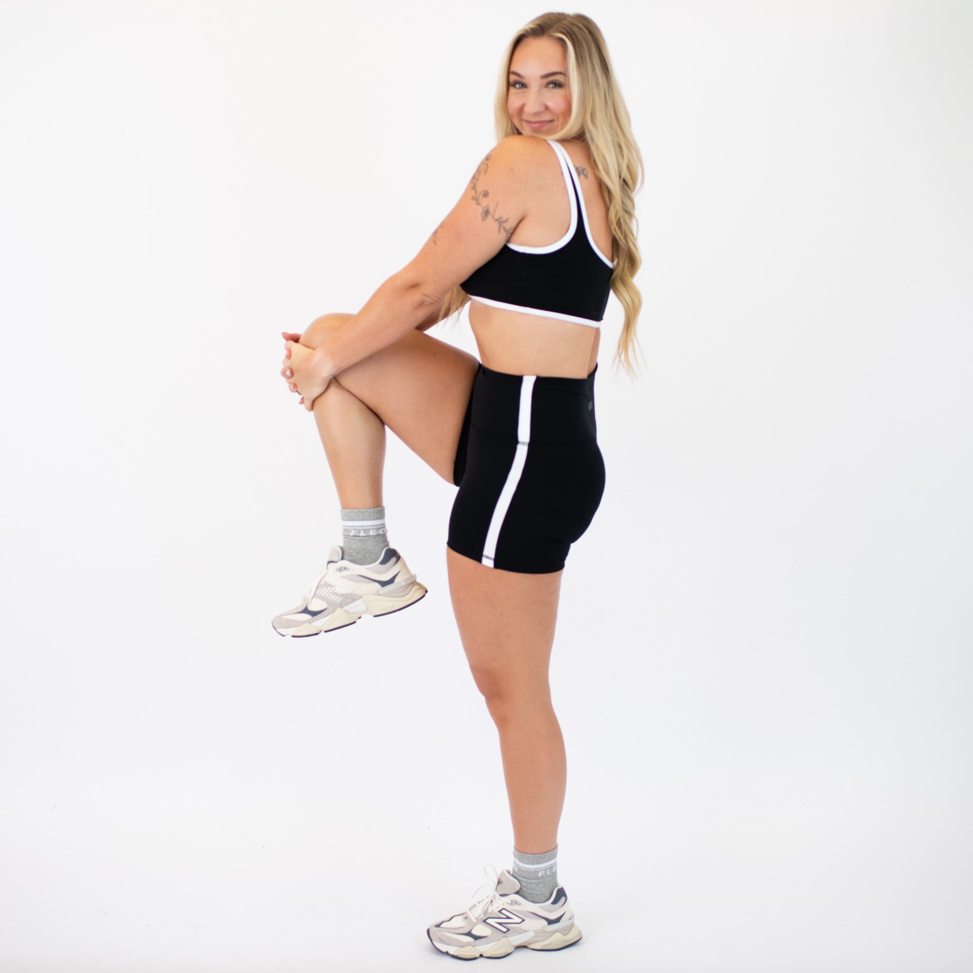 Black/White High Rise Spandex Shorts