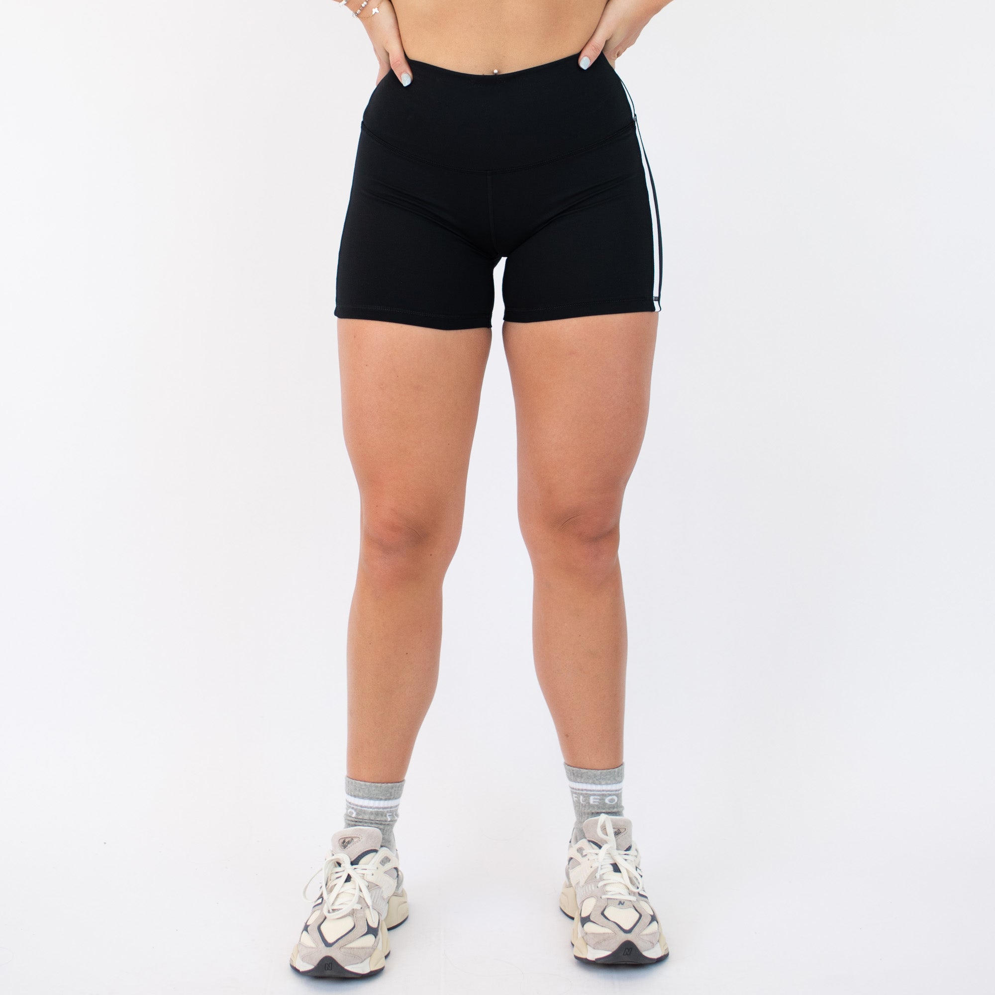 Black/White High Rise Spandex Shorts