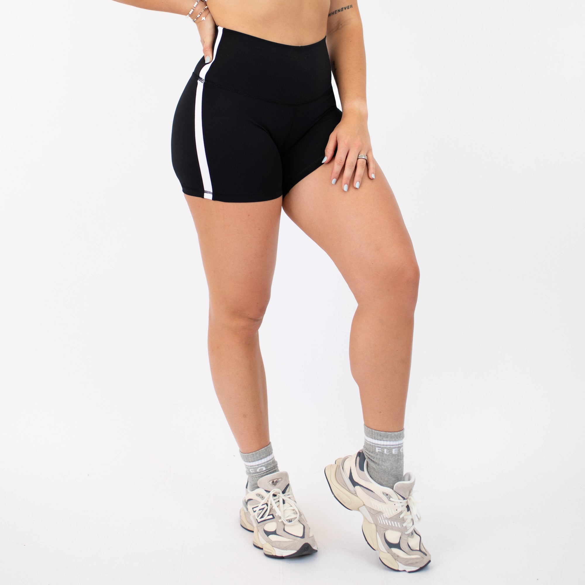 Black/White High Rise Spandex Shorts