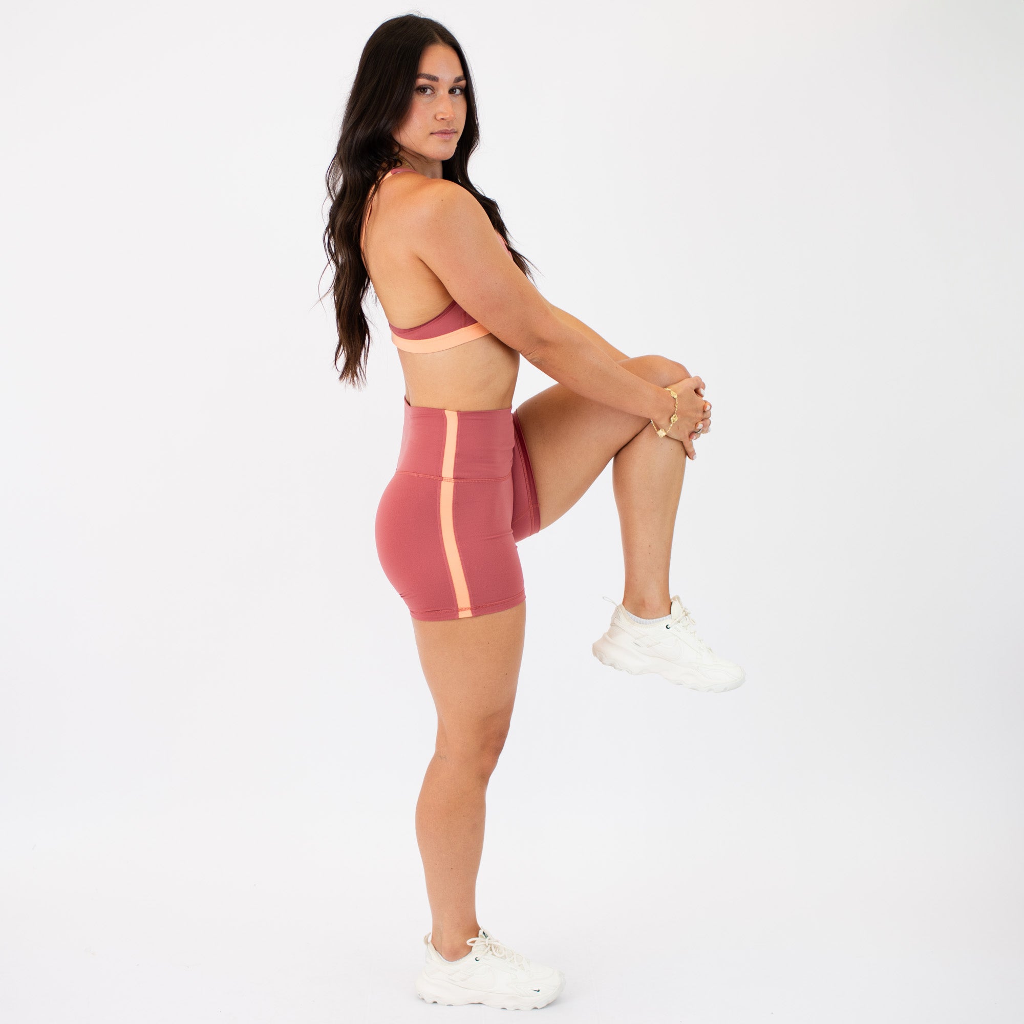 Sienna/Orange Cream High Rise Spandex Shorts