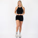 Black & White High Neck Racerback Crop Tank - Fitted