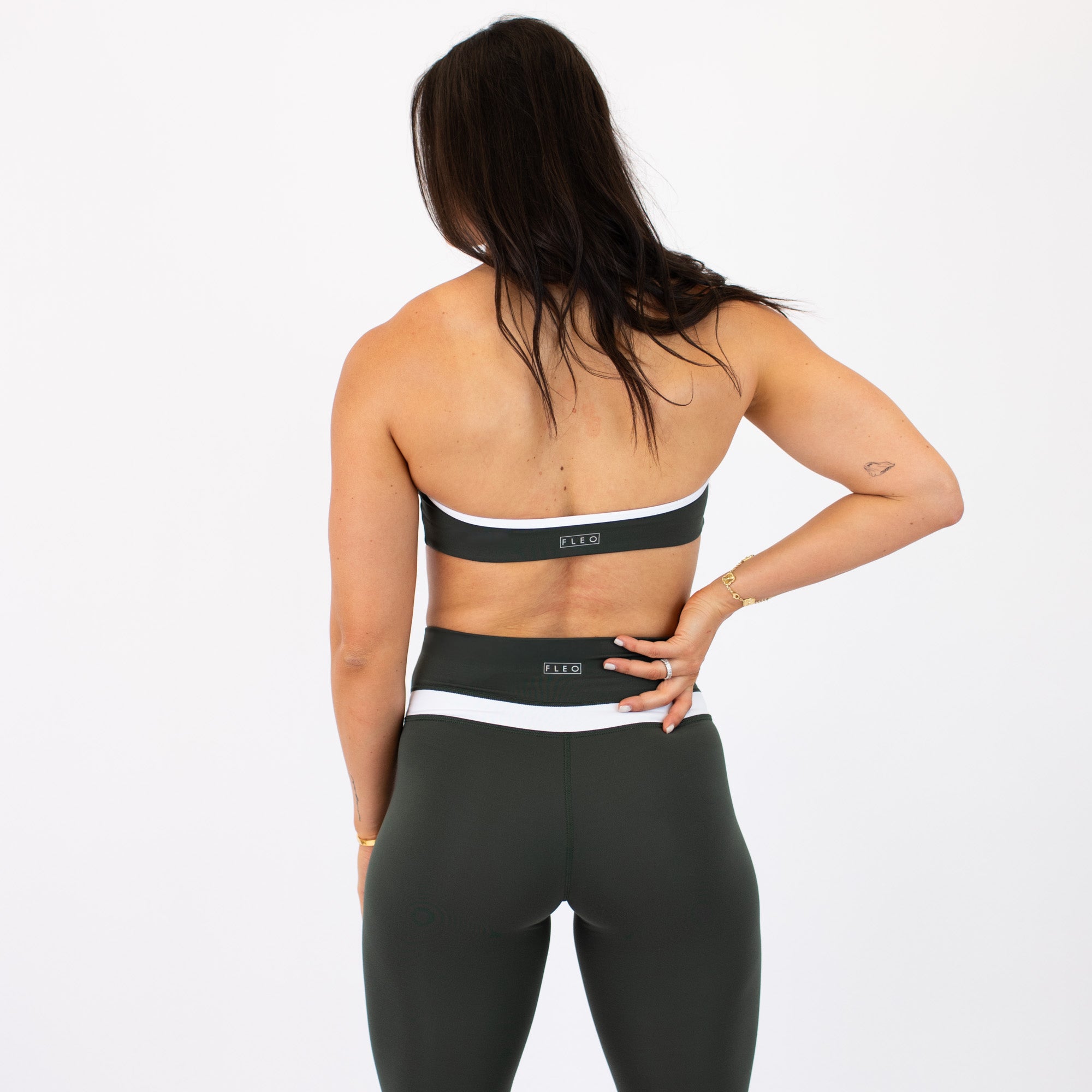 Deep Forest & White Drew Halter Bra - Light Support