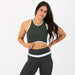Deep Forest & White Cream Curve Crop Tank - Fitted