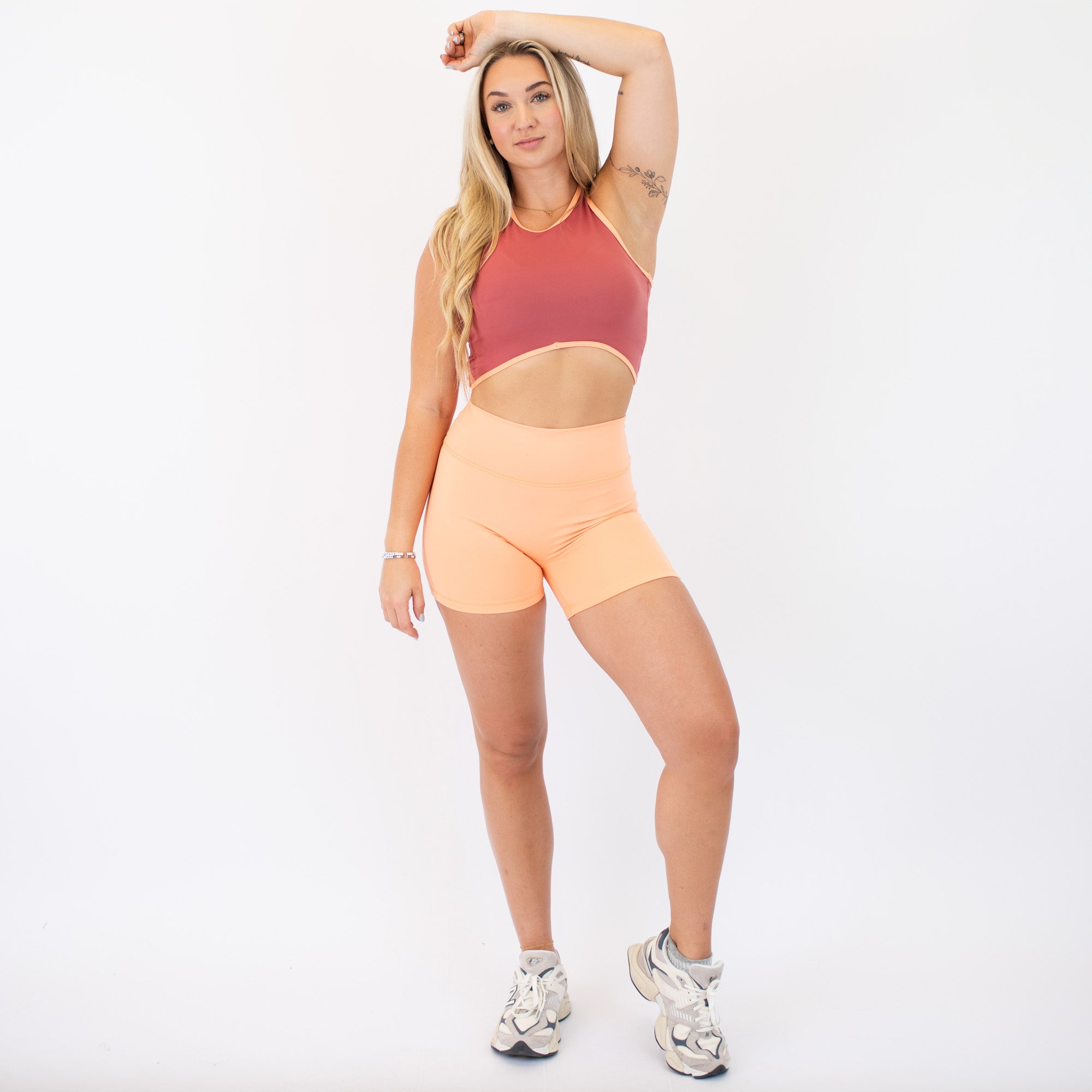 Sienna & Orange Cream Curve Crop Tank - Fitted