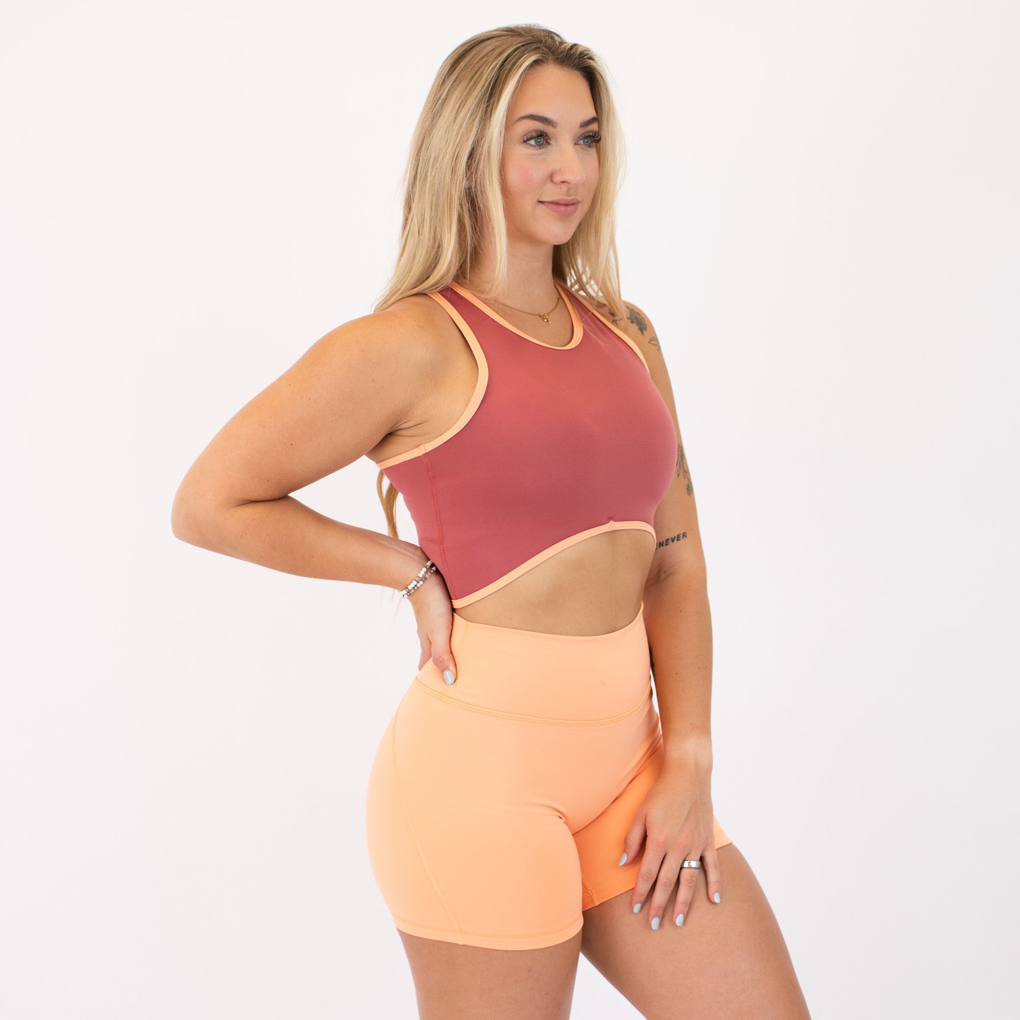 Sienna & Orange Cream Curve Crop Tank - Fitted