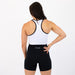 White & Black High Neck Racerback Crop Tank - Fitted