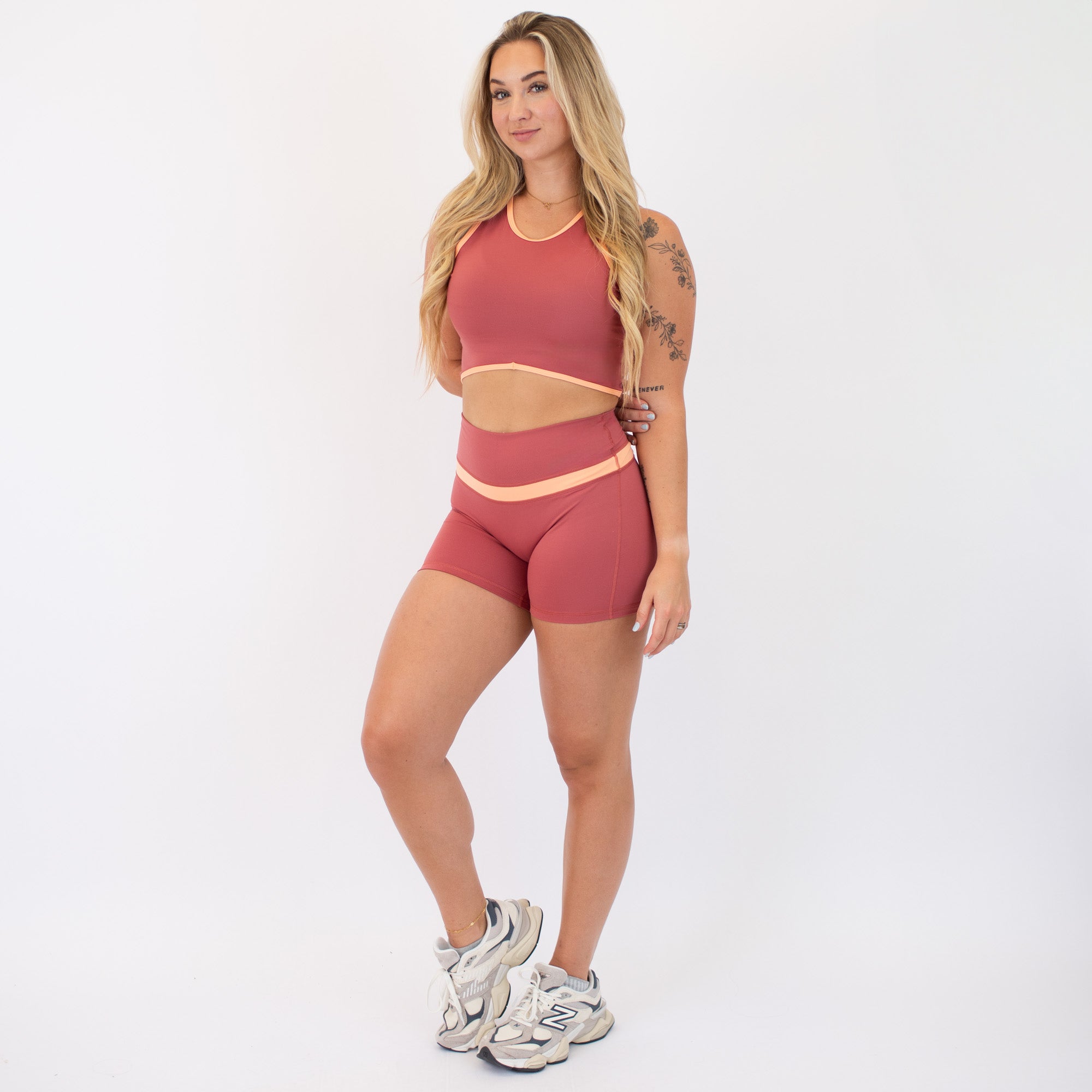 Sienna/Orange Cream Double Take Spandex Shorts