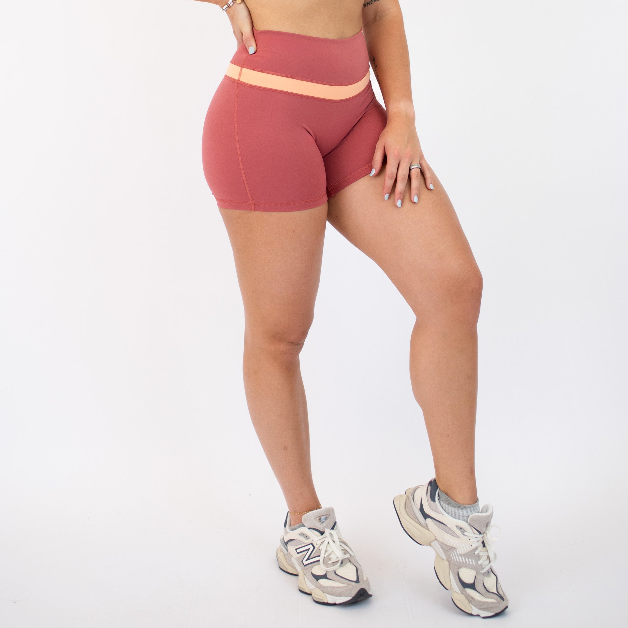 Sienna/Orange Cream Double Take Spandex Shorts