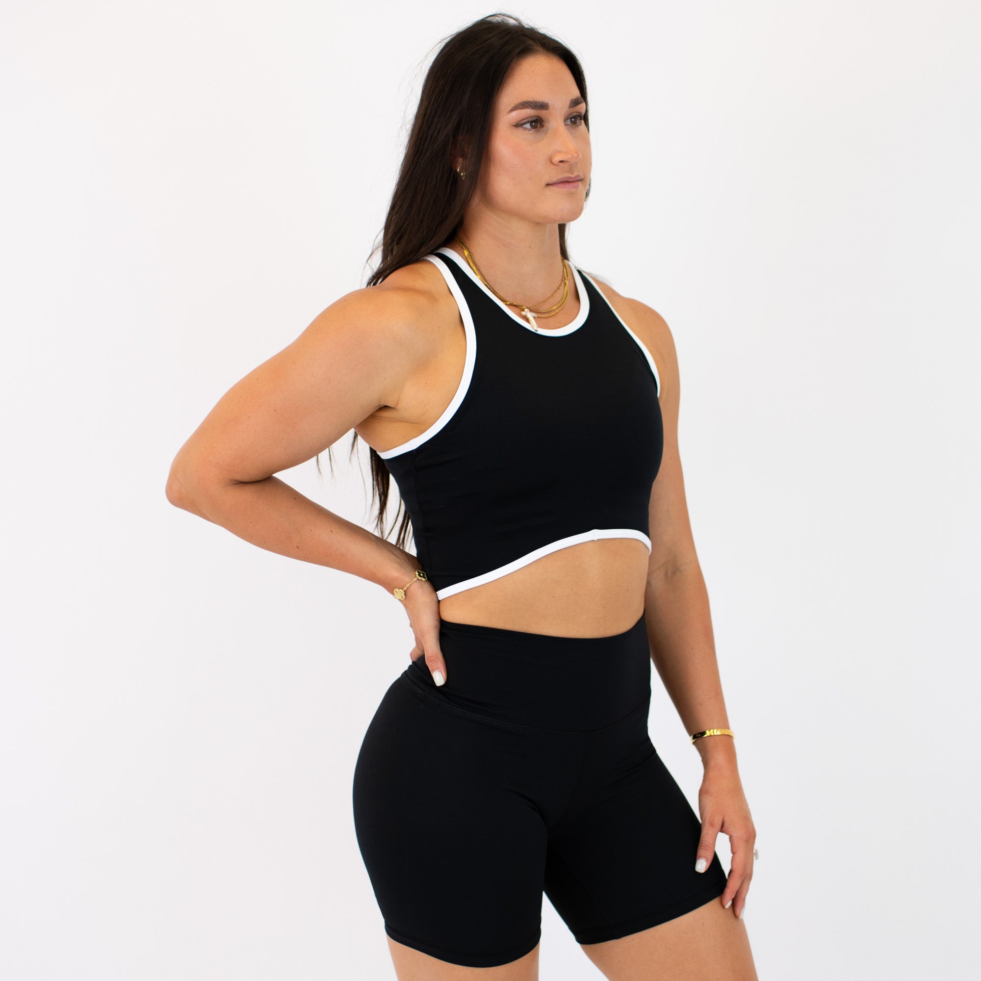 Black & White Curve Crop Tank - Fitted