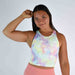 Daisy Sherbert High Neck V Back Crop Tank