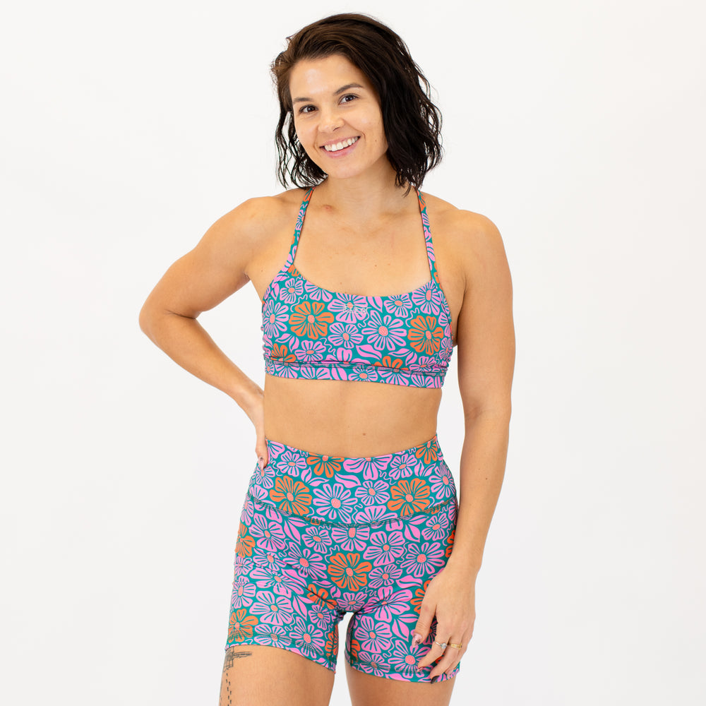 Loop Back Sports Bra - Daisy Daze -1