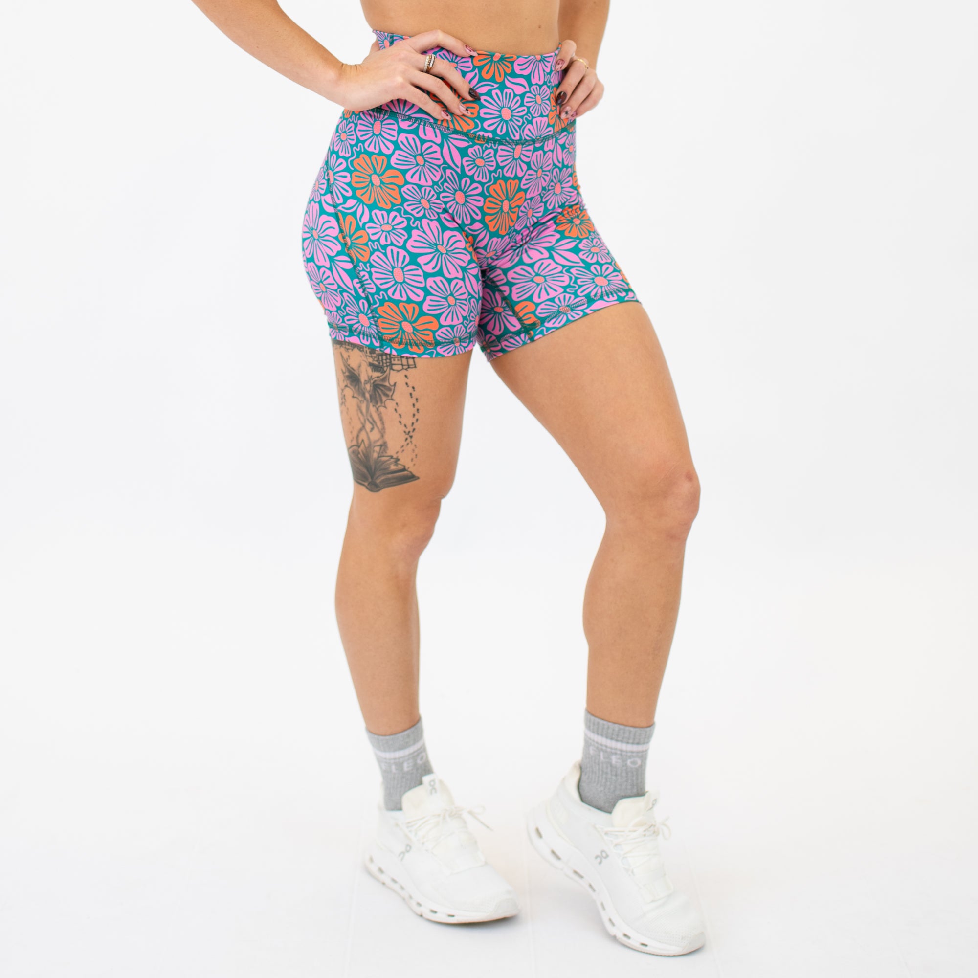 Daisy Daze No Front Seam High Rise Spandex Shorts -4