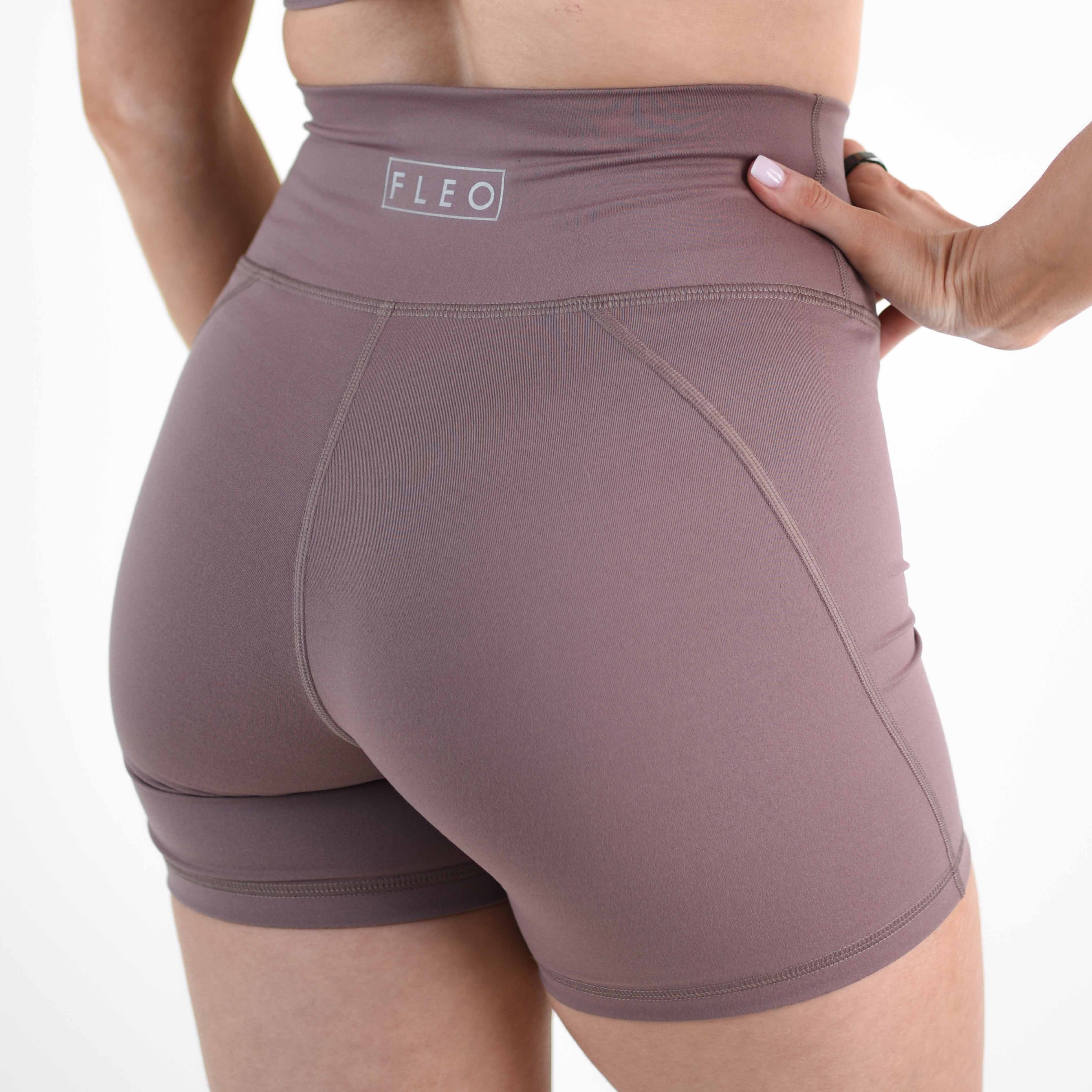 Taupe No Front Seam High Rise Spandex Shorts