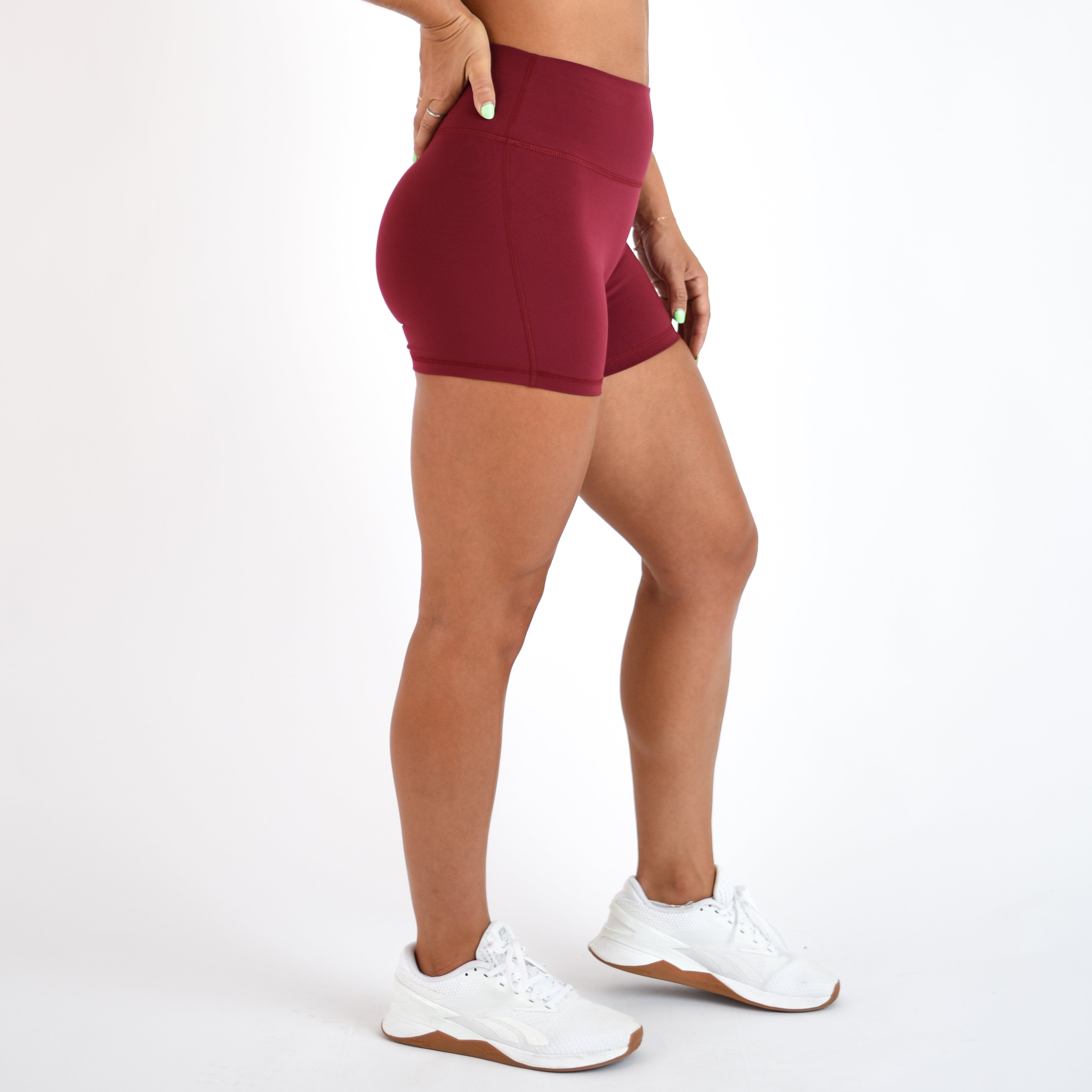 Deep Red No Front Seam High Rise Spandex Shorts