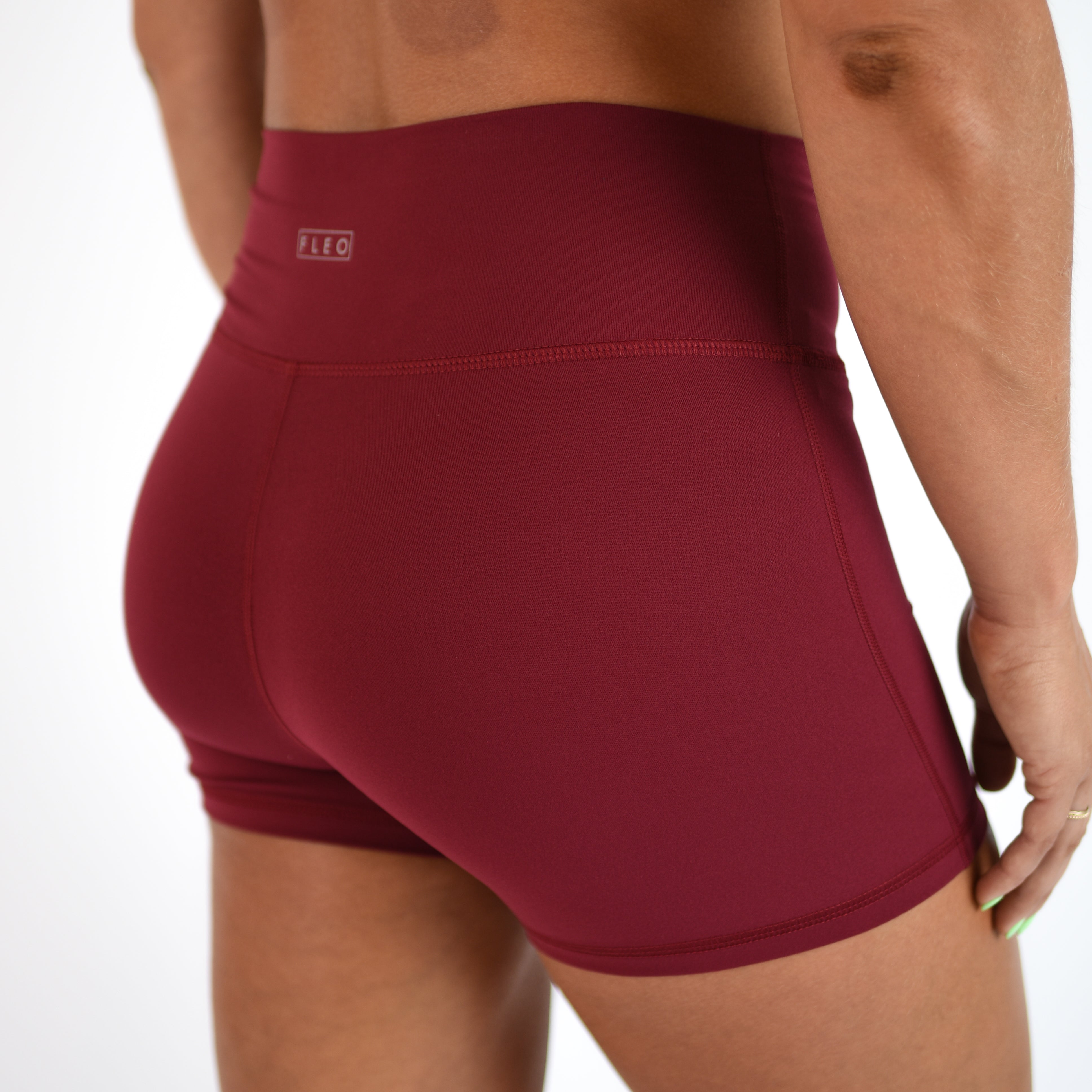 Deep Red No Front Seam High Rise Spandex Shorts