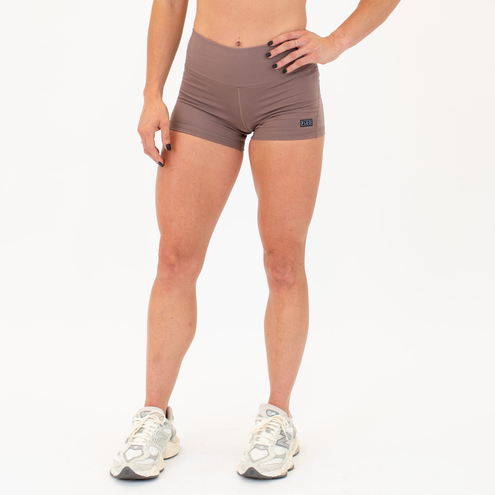 Deep Taupe Rise Contour Training Shorts For Women