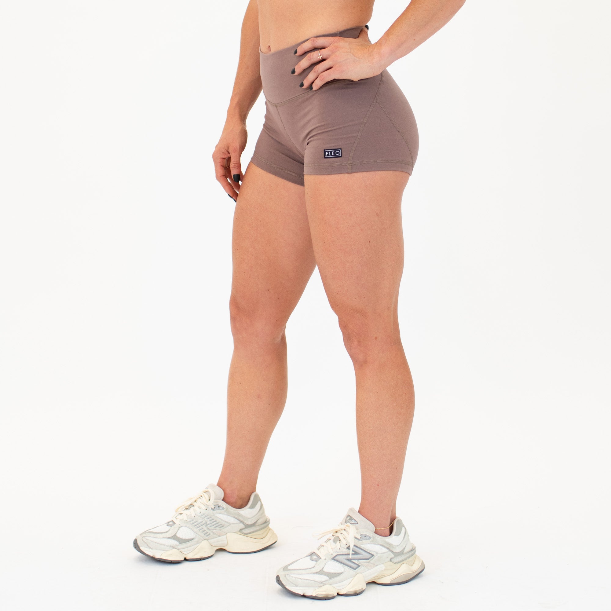 Deep Taupe Rise Contour Training Shorts For Women