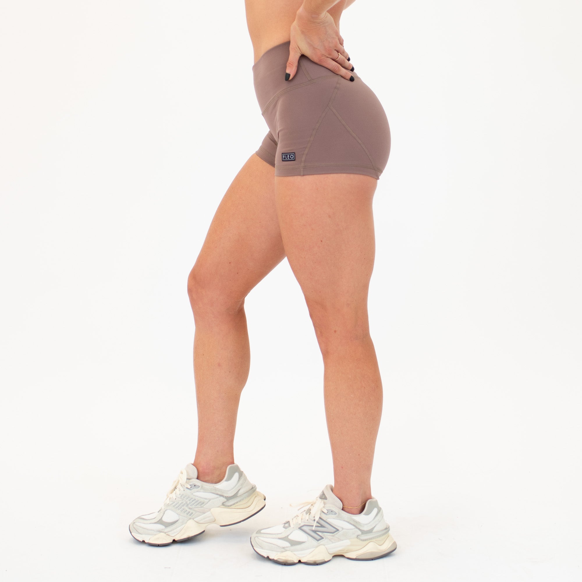 Deep Taupe Rise Contour Training Shorts For Women