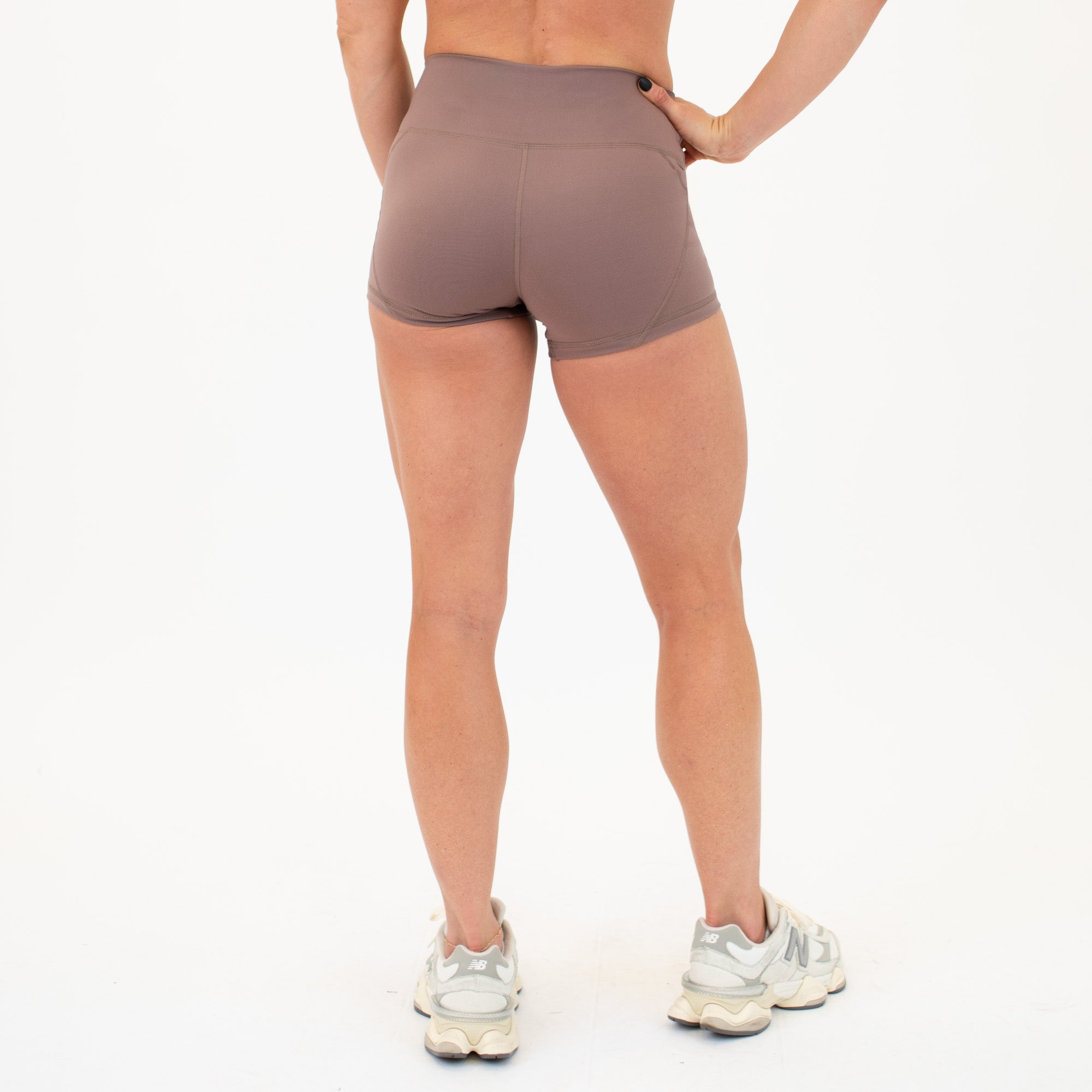 Deep Taupe Rise Contour Training Shorts For Women