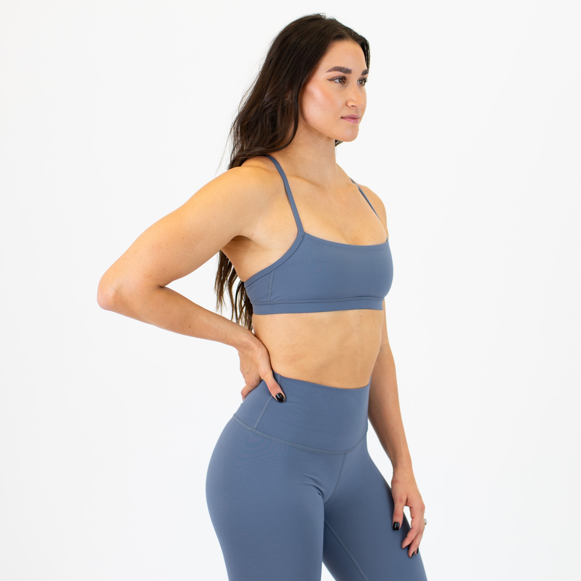 X Back Sports Bra - Chloe in Folkstone Gray