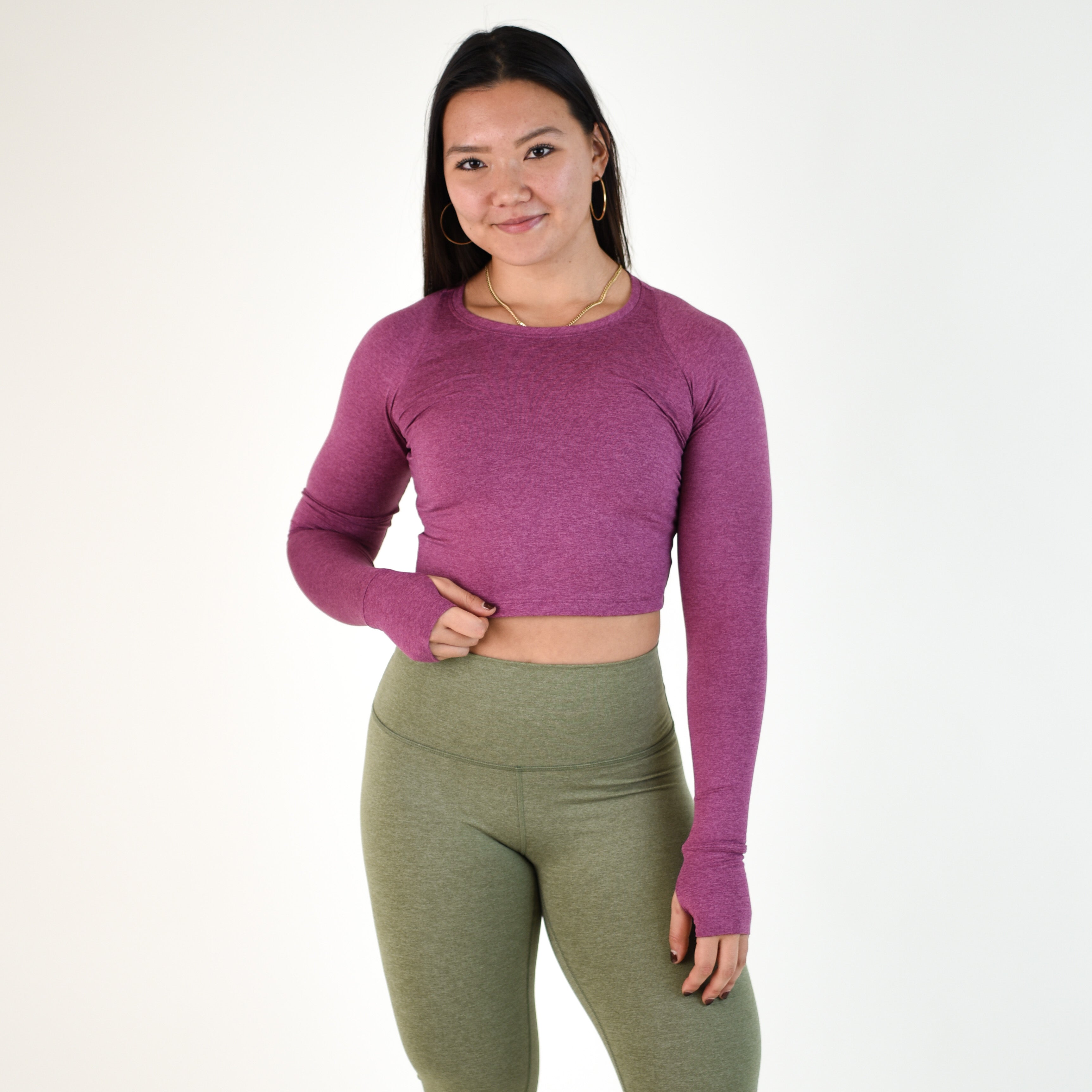 Heather Violet Women's Long Sleeve Shirt - Cropped - Foundation