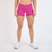 Fuchsia Red Mid Rise Contour Training Shorts For Women