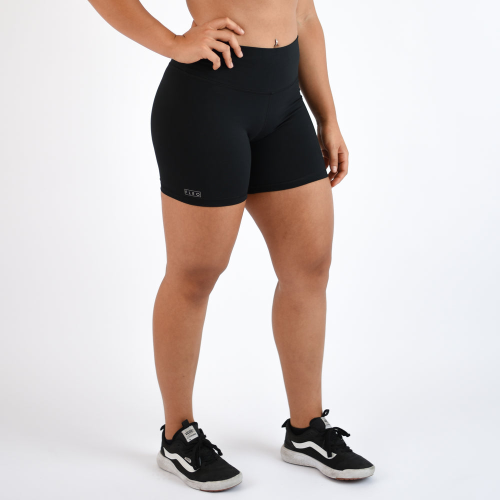 Black Curved High Rise Spandex Short - 5" - Go Go