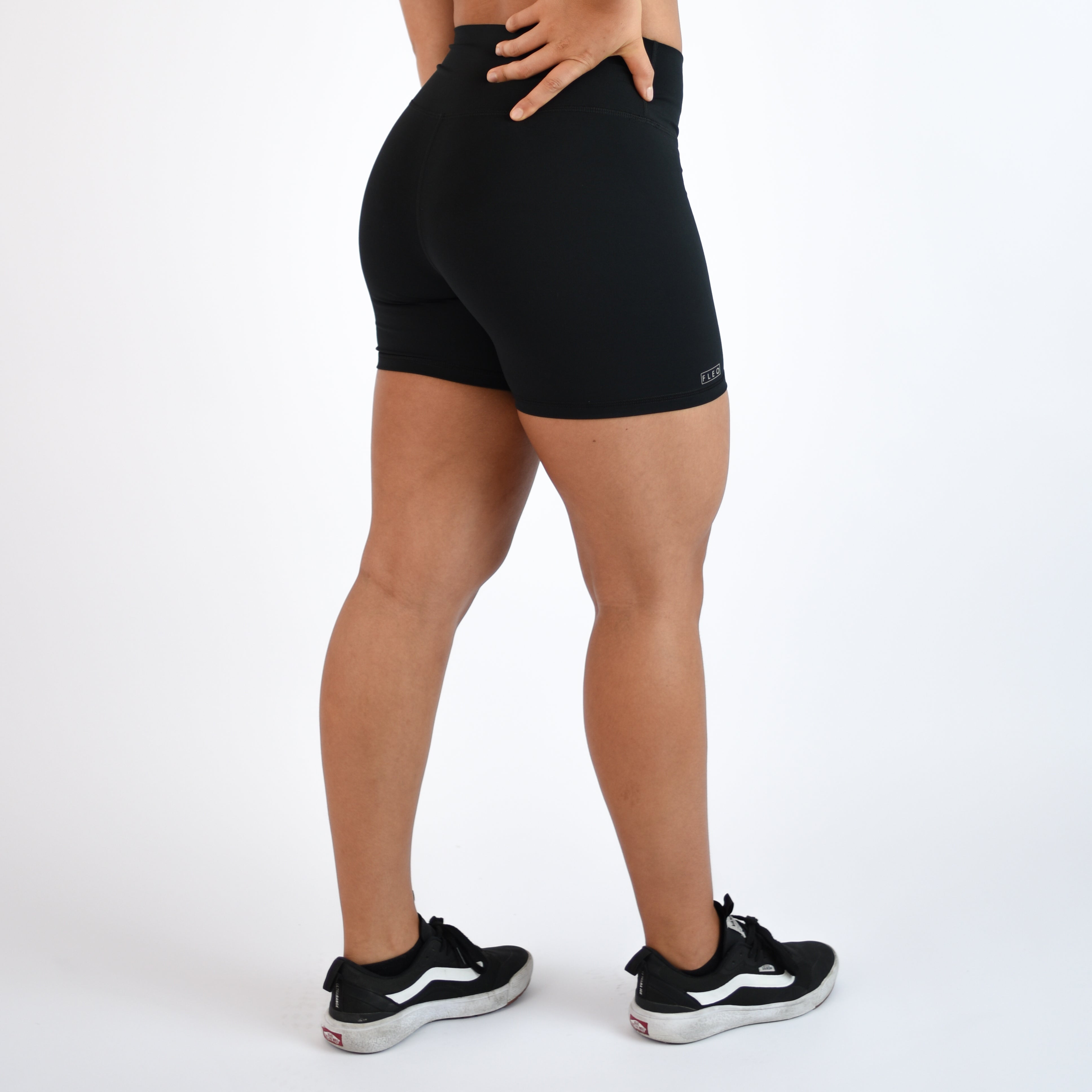 Black Curved High Rise Spandex Short - 5" - Go Go